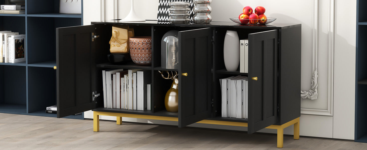 Logidon dressoir 3 deuren zwart MDF met marmerlook 140x40x78