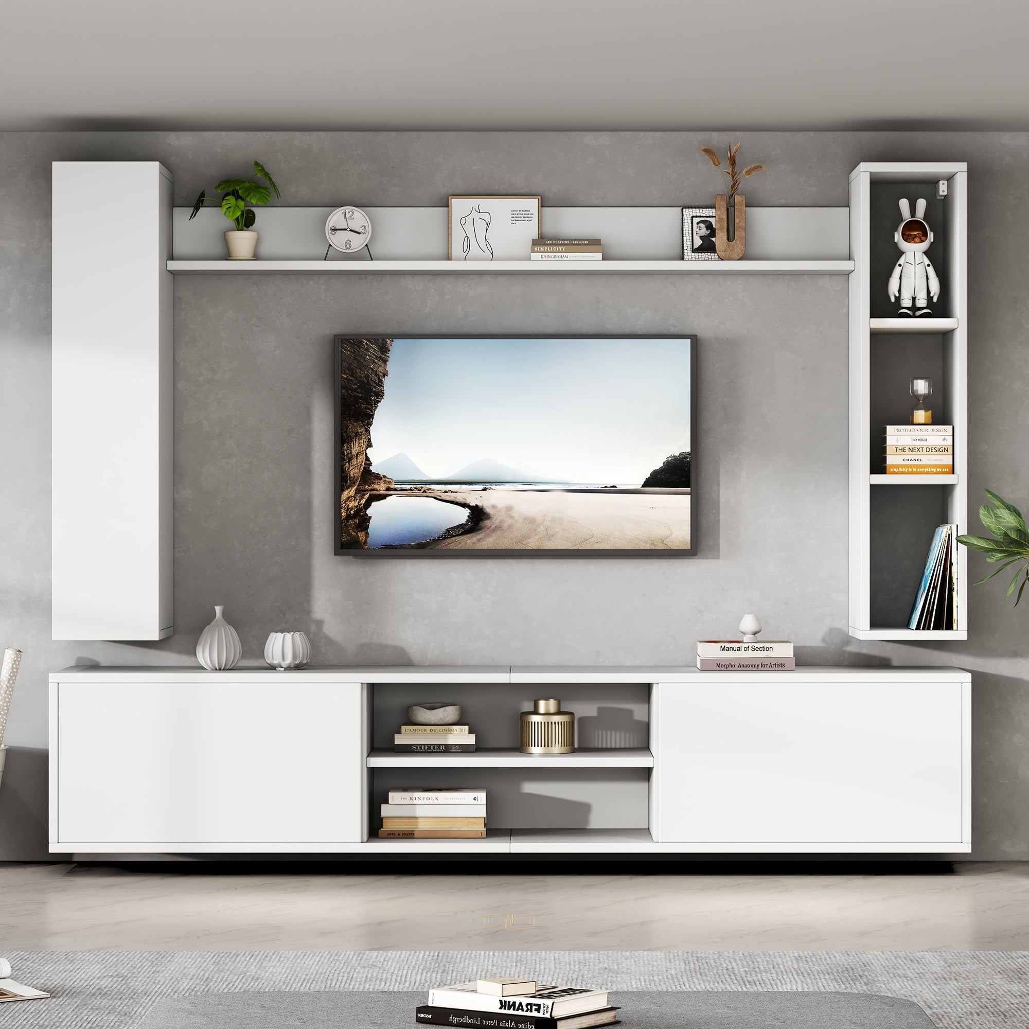 Logidon TV wandmeubel wit 180x35x33,5 cm compleet 4 delen