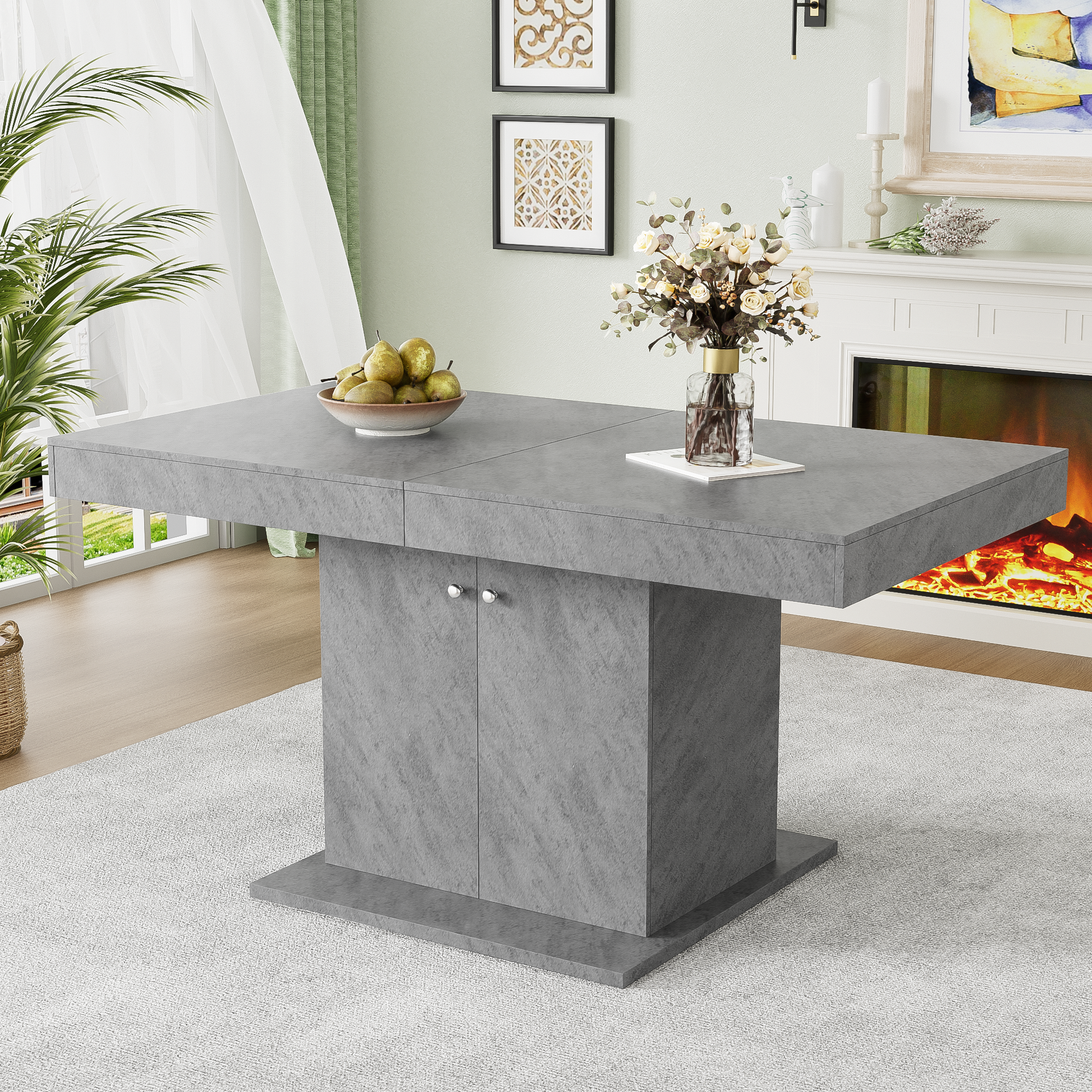 Logidon uitschuifbare eettafel L140/180xB80xH76 cm grijze betonlook
