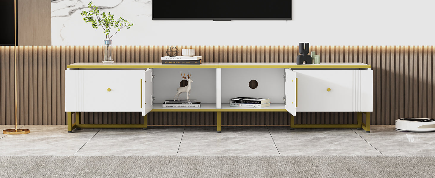Logidon Elegant Wit TV-meubel 180x40x40 cm Gouden Trim