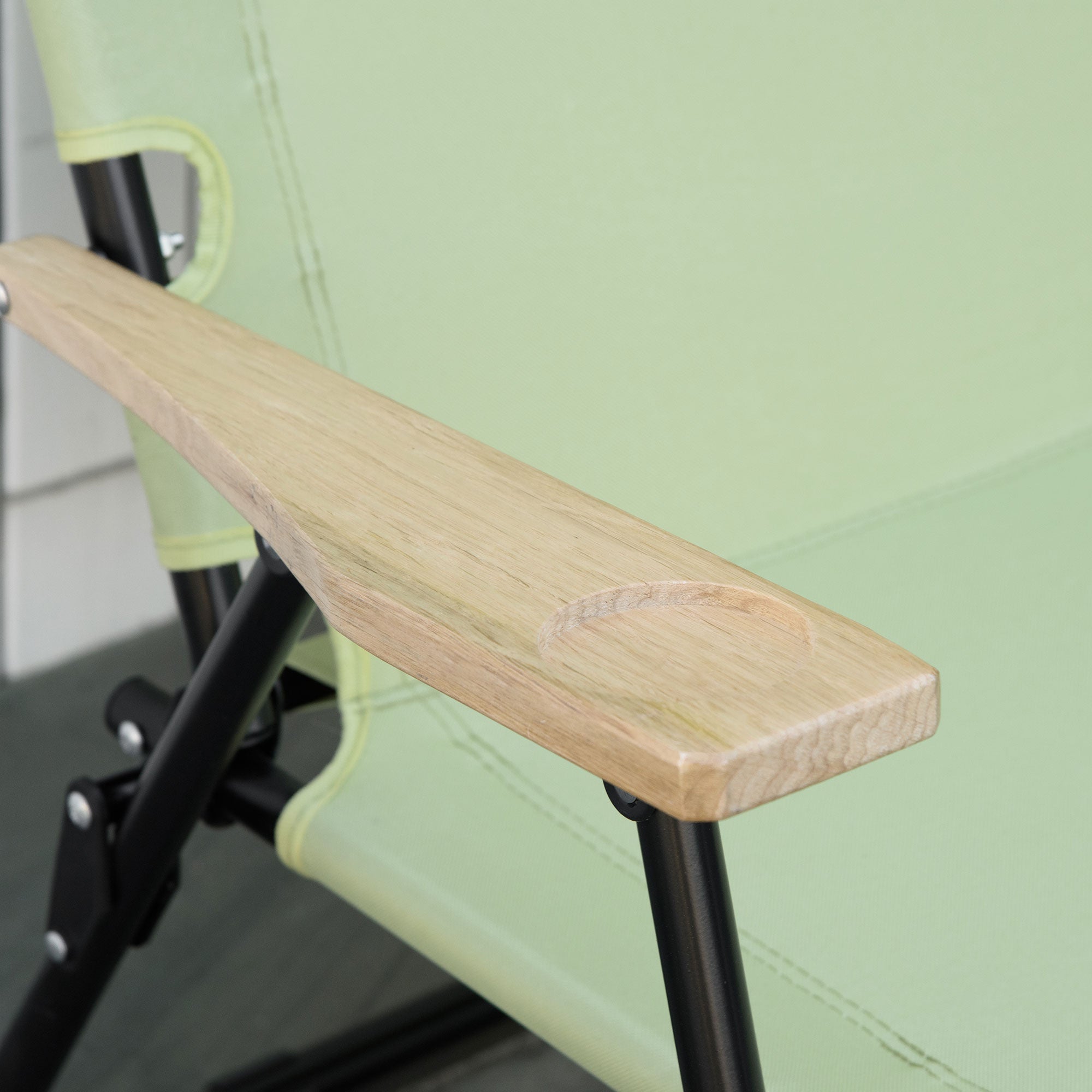 Logidon Twee opvouwbare campingstoelen met bekerhouder lichtgroen