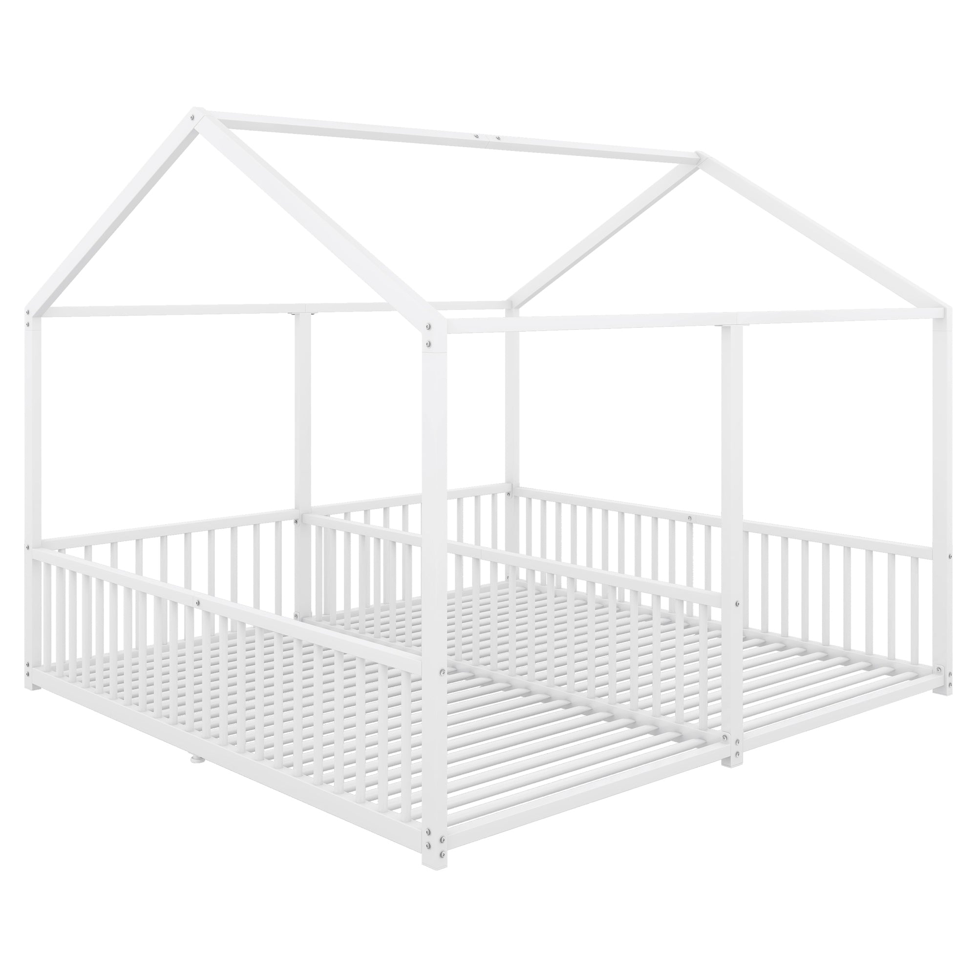 Logidon metalen bed kinderbed 90x200 cm huisvorm wit