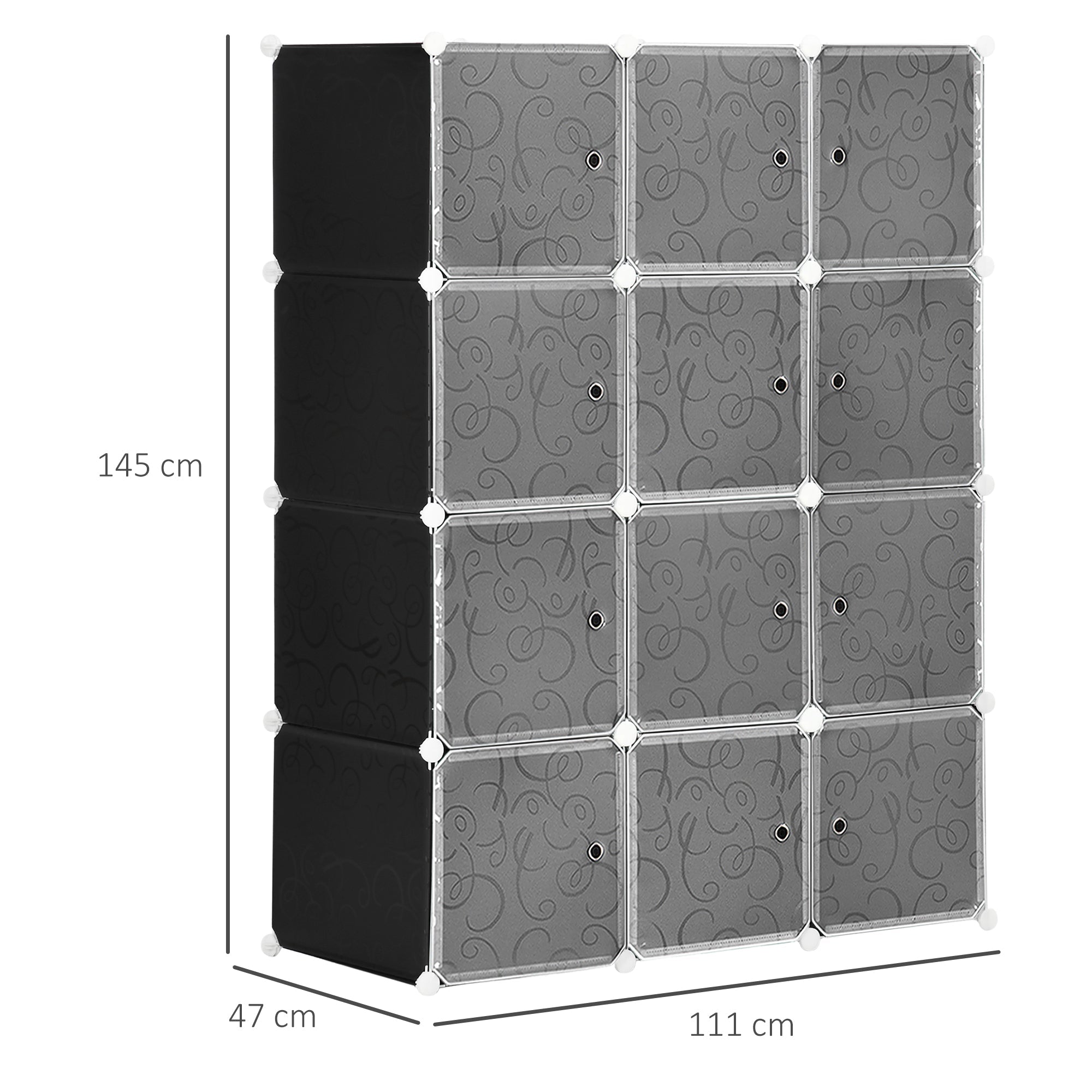 Logidon kledingkast insteekreksysteem zwart wit 111x47x145 cm