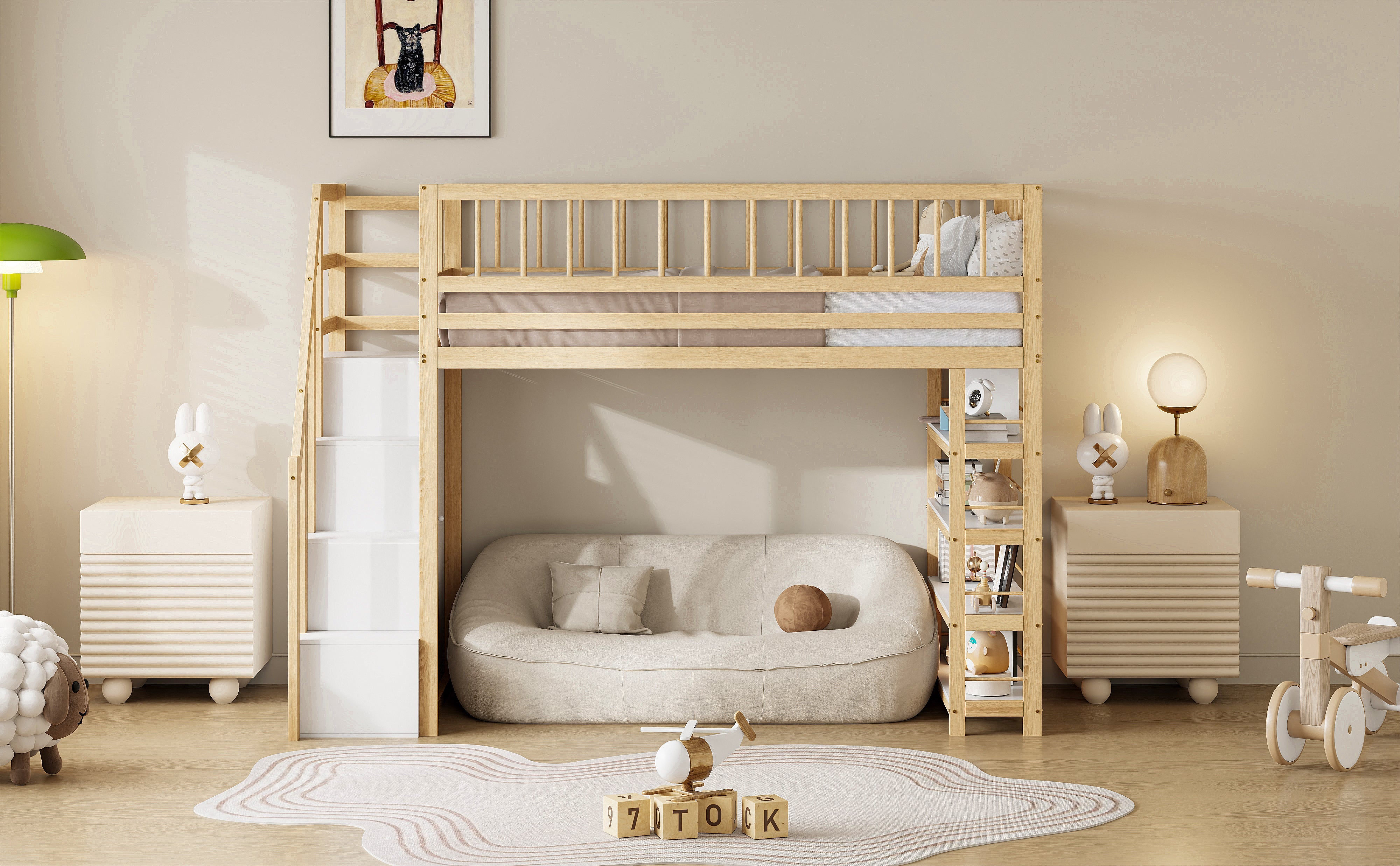 Logidon loft bed 90x200 cm with wardrobe and storage space combination bed