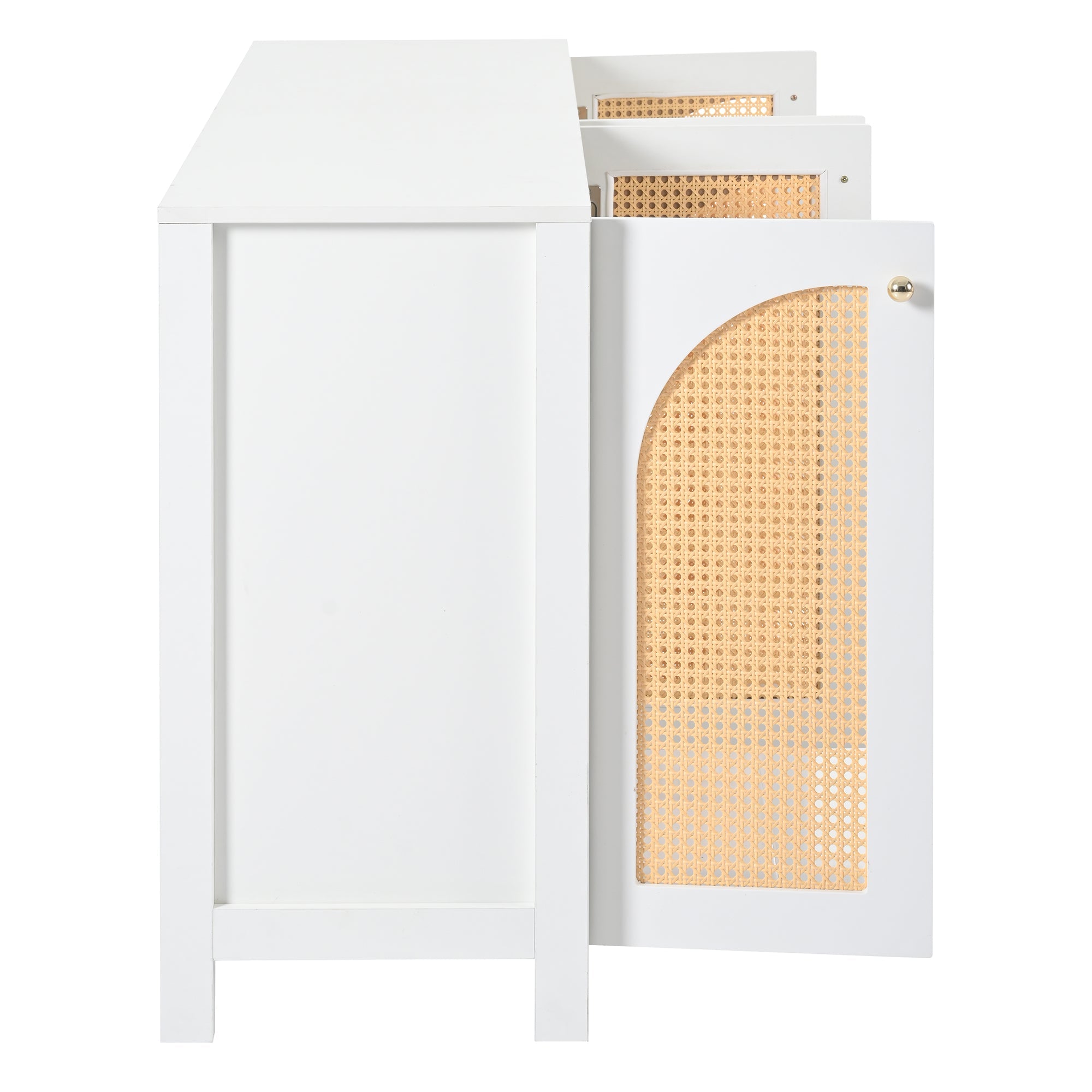 Logidon Modern dressoir 4 rotan deuren wit 145x40x80 cm