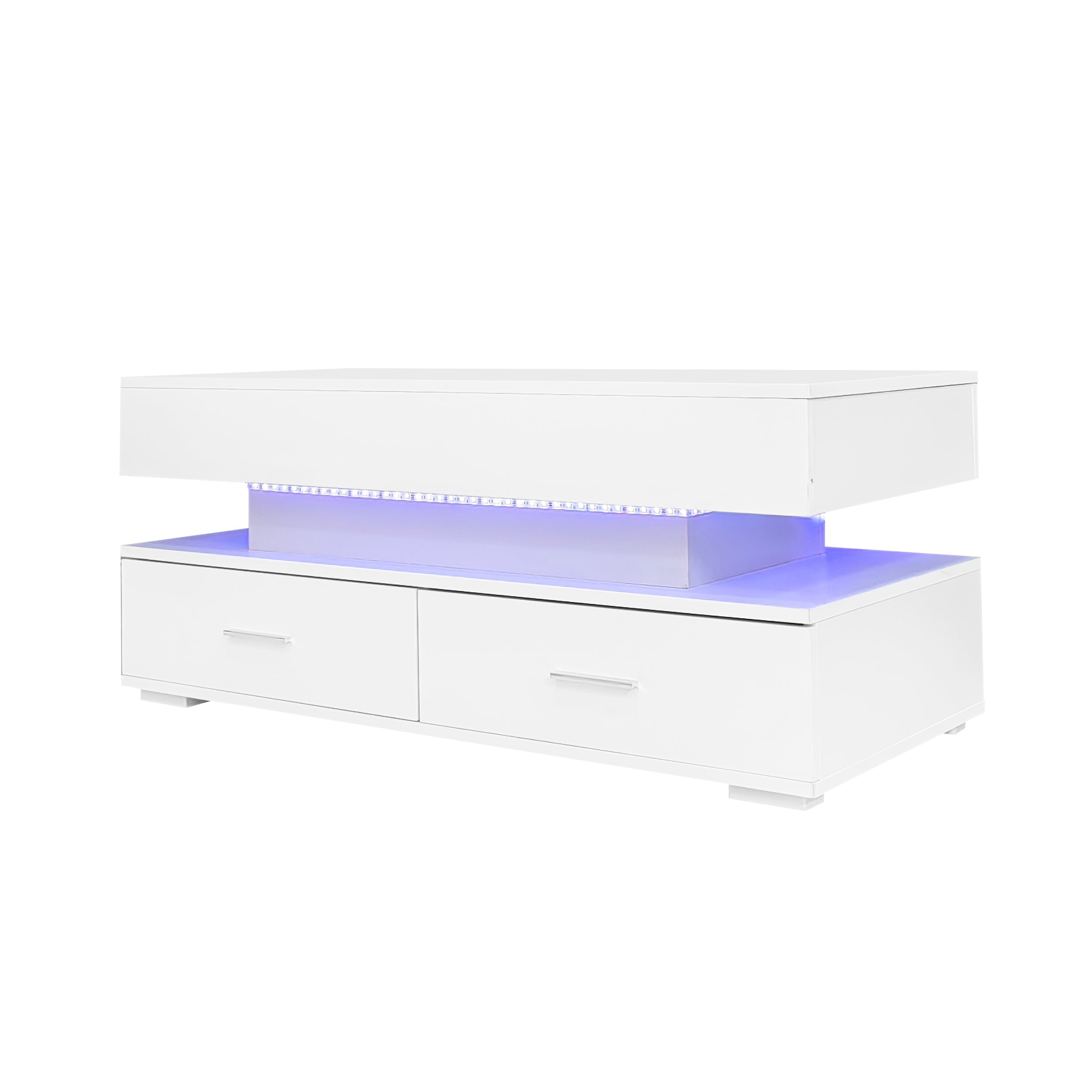 Logidon Hydraulisch in hoogte verstelbare salontafel 100x50x44 cm Wit LED