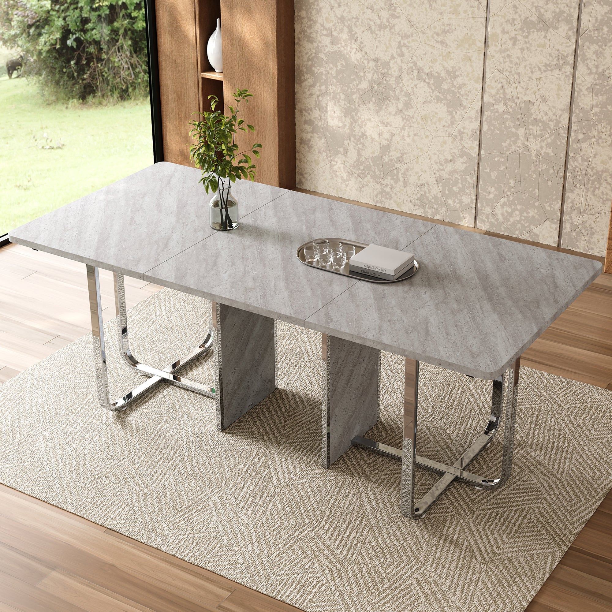 Logidon eettafel 180x80 cm grijs met metalen poten moderne tafel