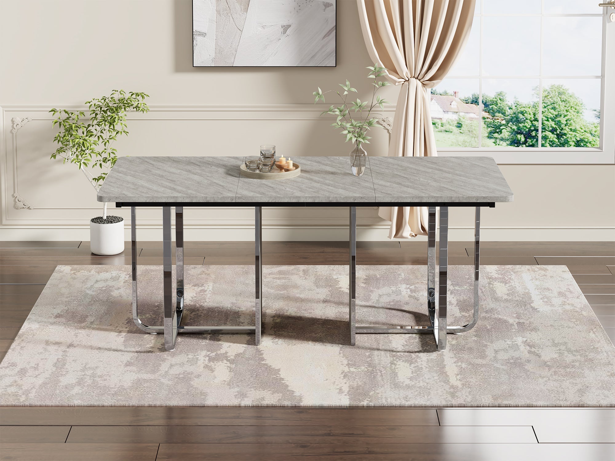 Logidon eettafel 180x80 cm grijs met metalen poten moderne tafel