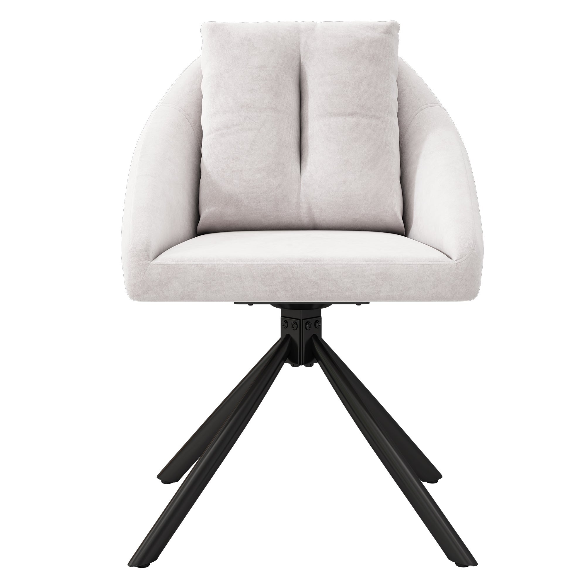 Logidon Beige Velvet Swivel Chair, Ergonomic Design, Set of 4