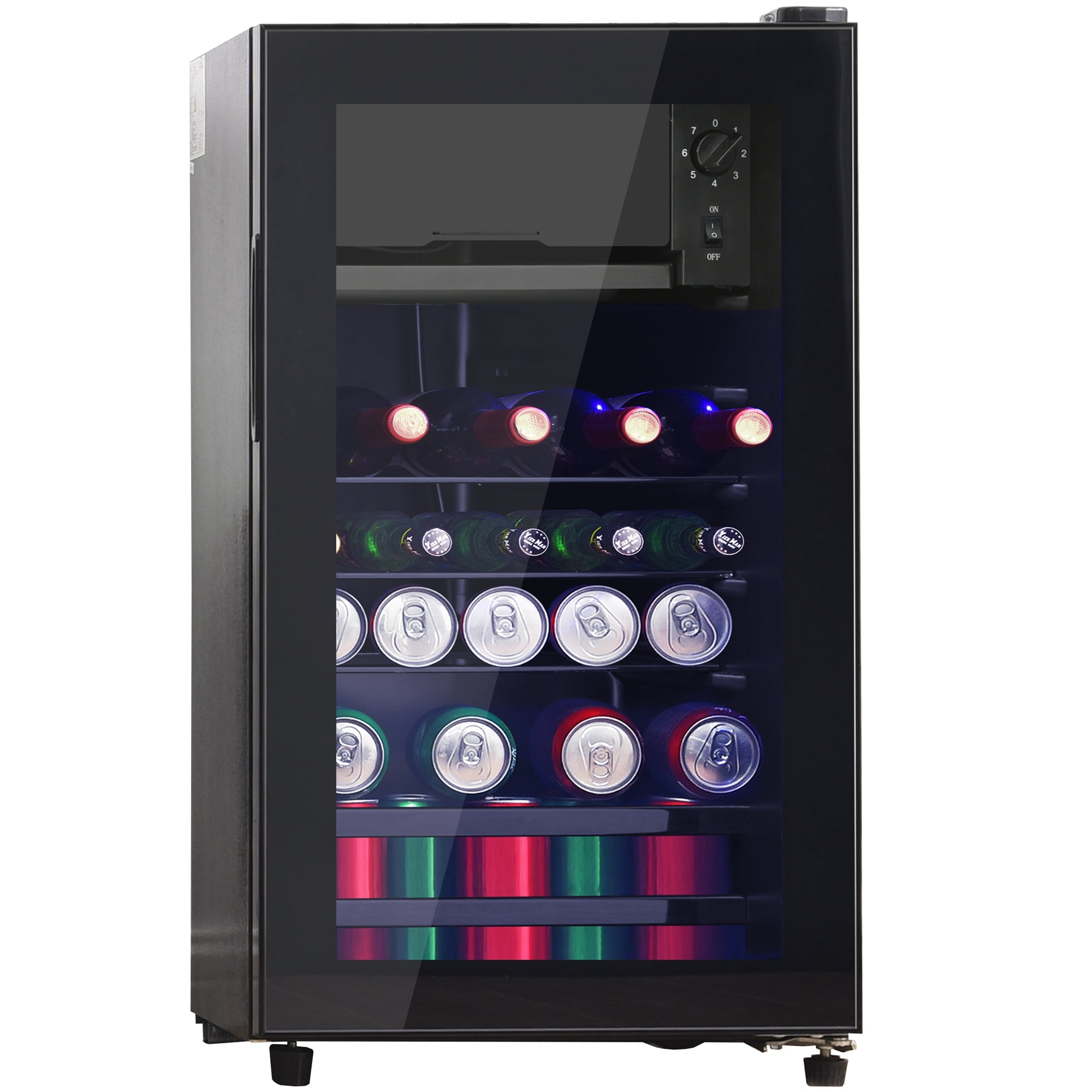 Logidon 76L minikoelkast Zwart 70L koelgedeelte, 6L vriesgedeelte, LED