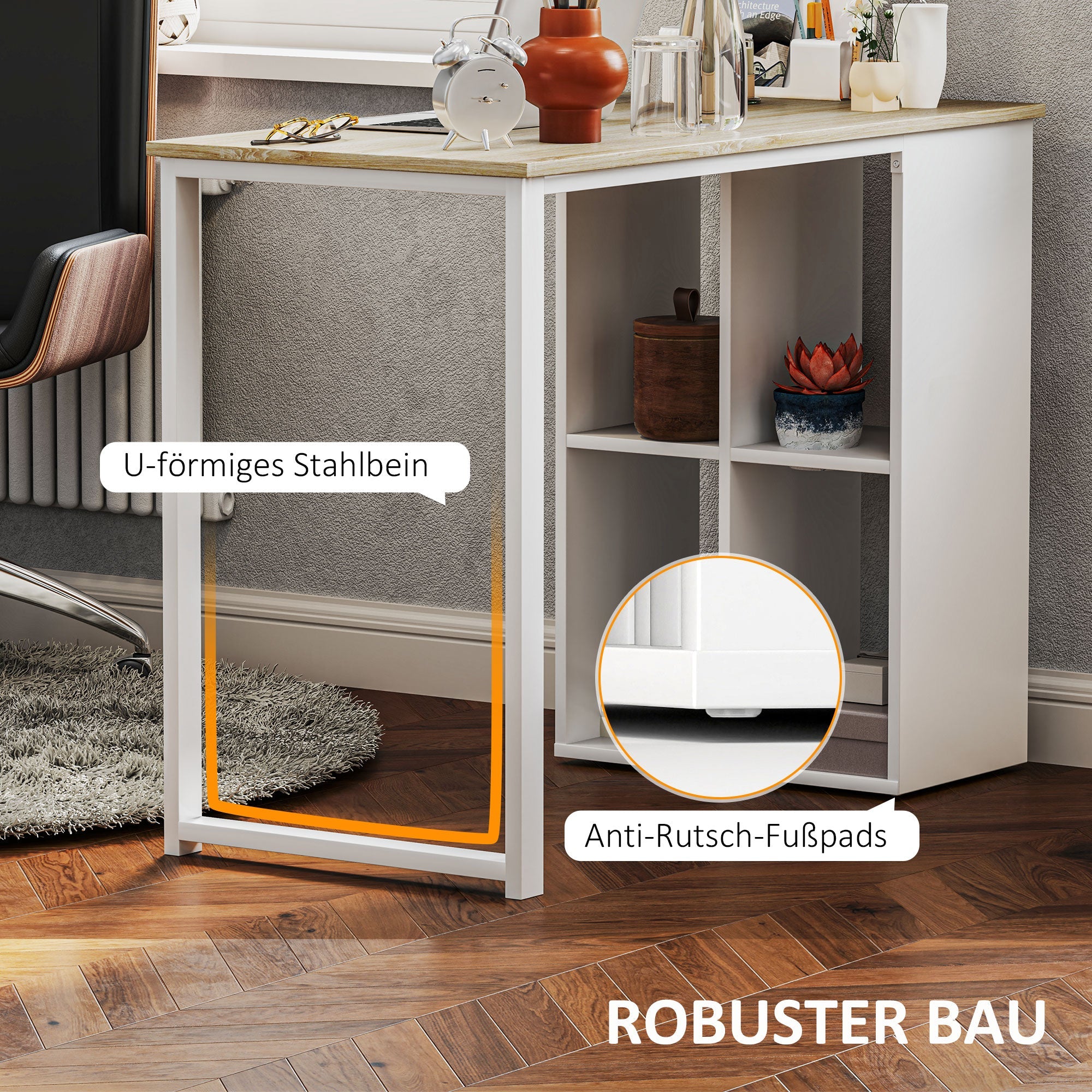 Logidon bureau eiken 100x54 cm compacte PC tafel met planken