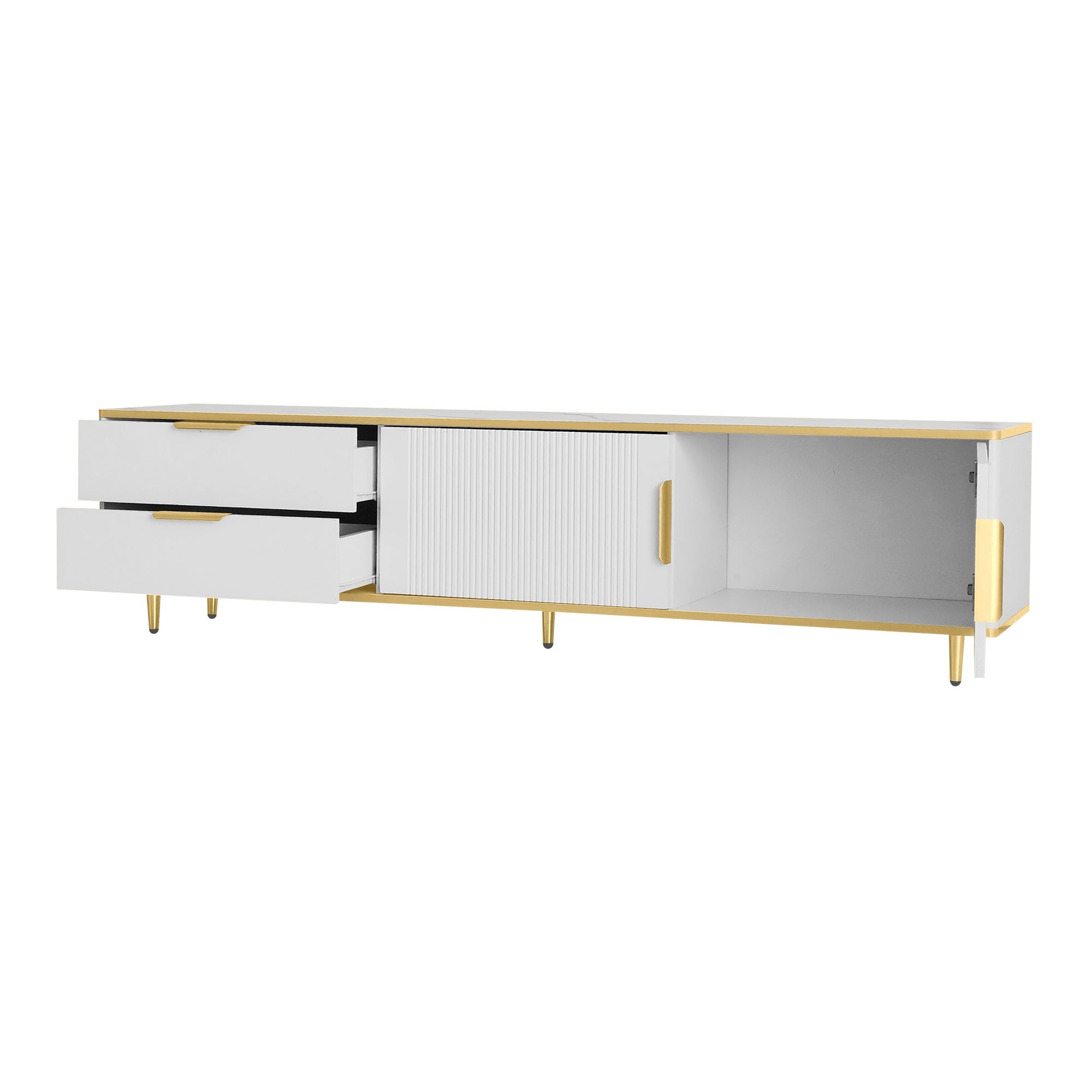 Logidon TV-meubel witgouden accenten 175 cm breed marmerlook
