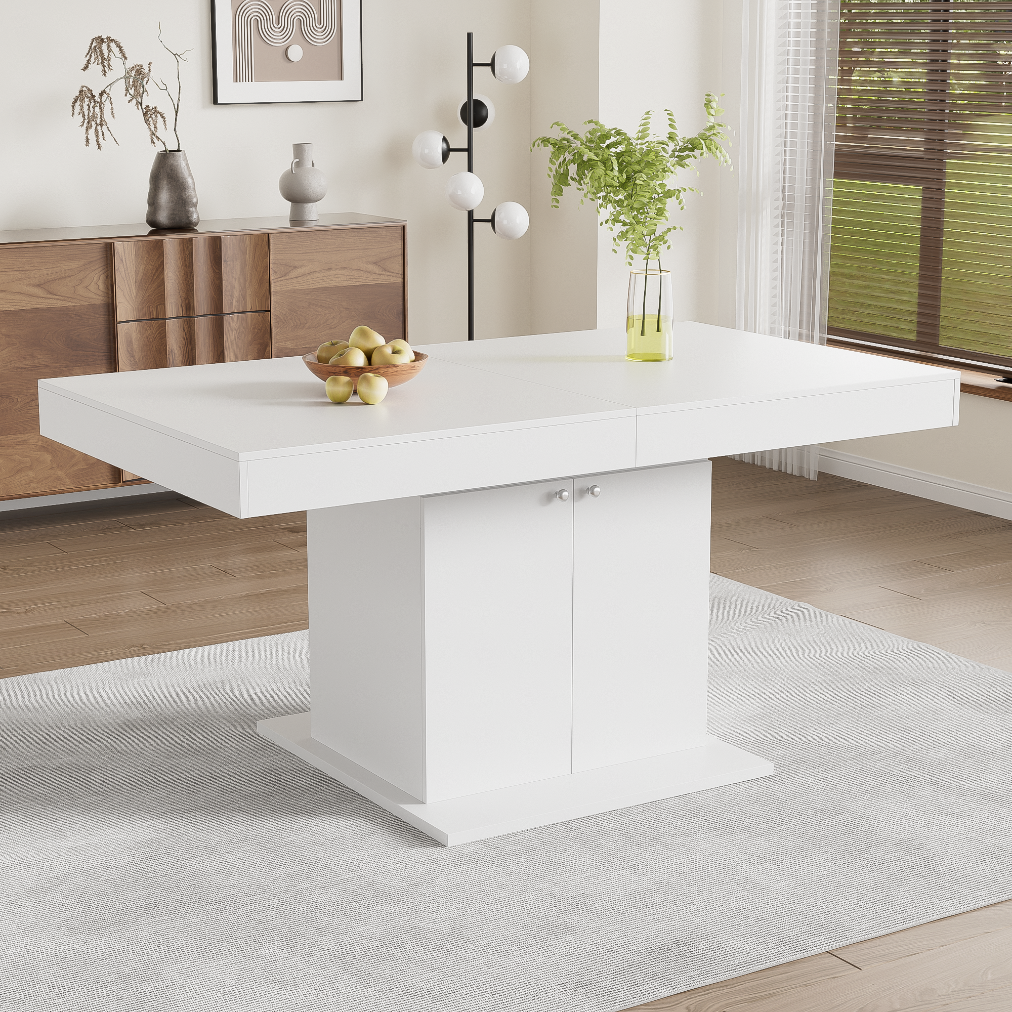 Logidon uitschuifbare eettafel L140/180 cm wit met opbergruimte