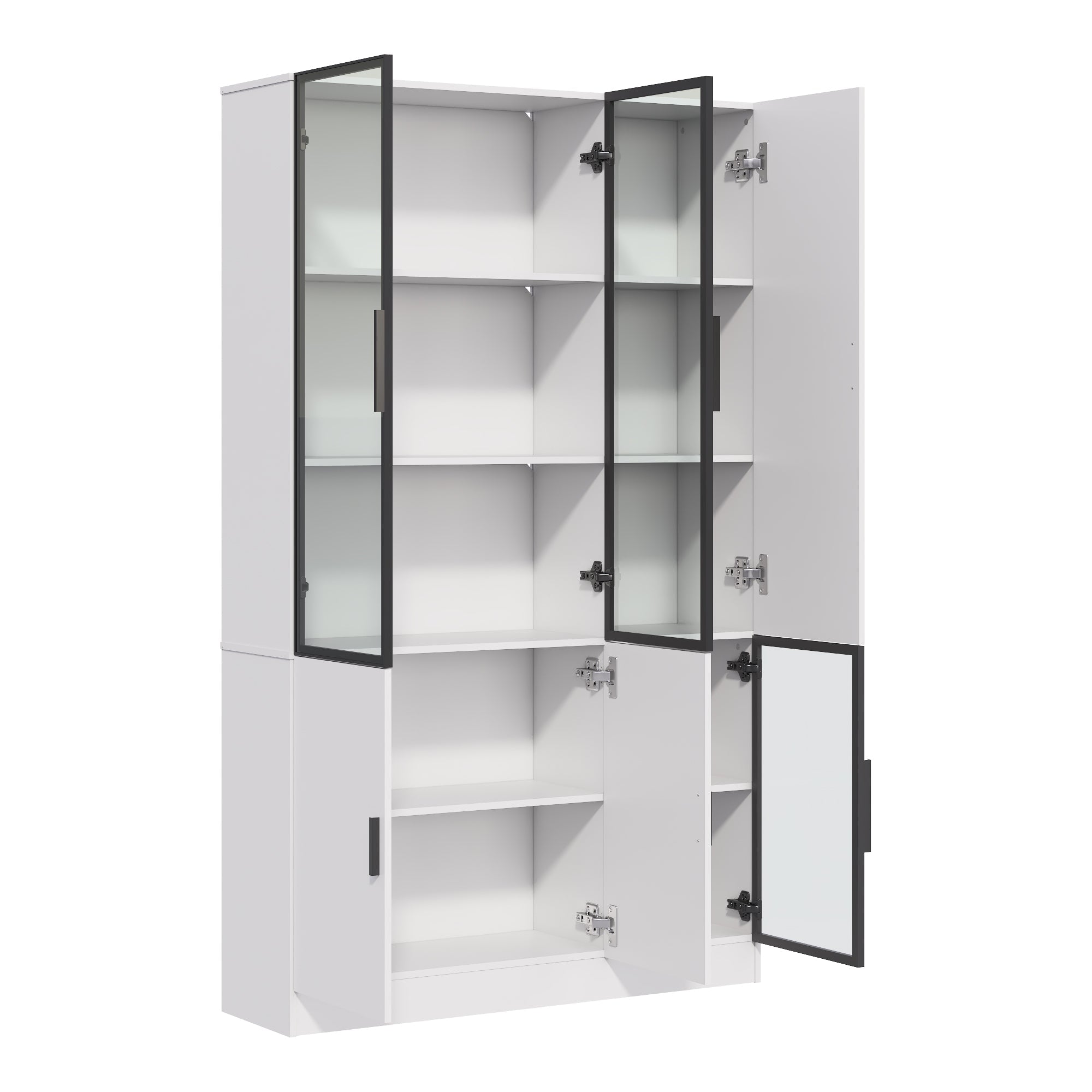 Logidon vitrinekast 120x35x200 cm wit met glazen deuren LED