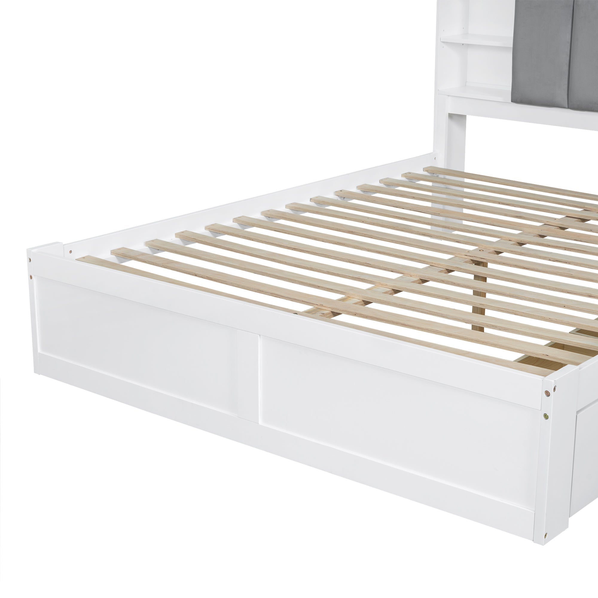 Logidon tweepersoonsbed 160x200 witgrijs, open plank en drie lades