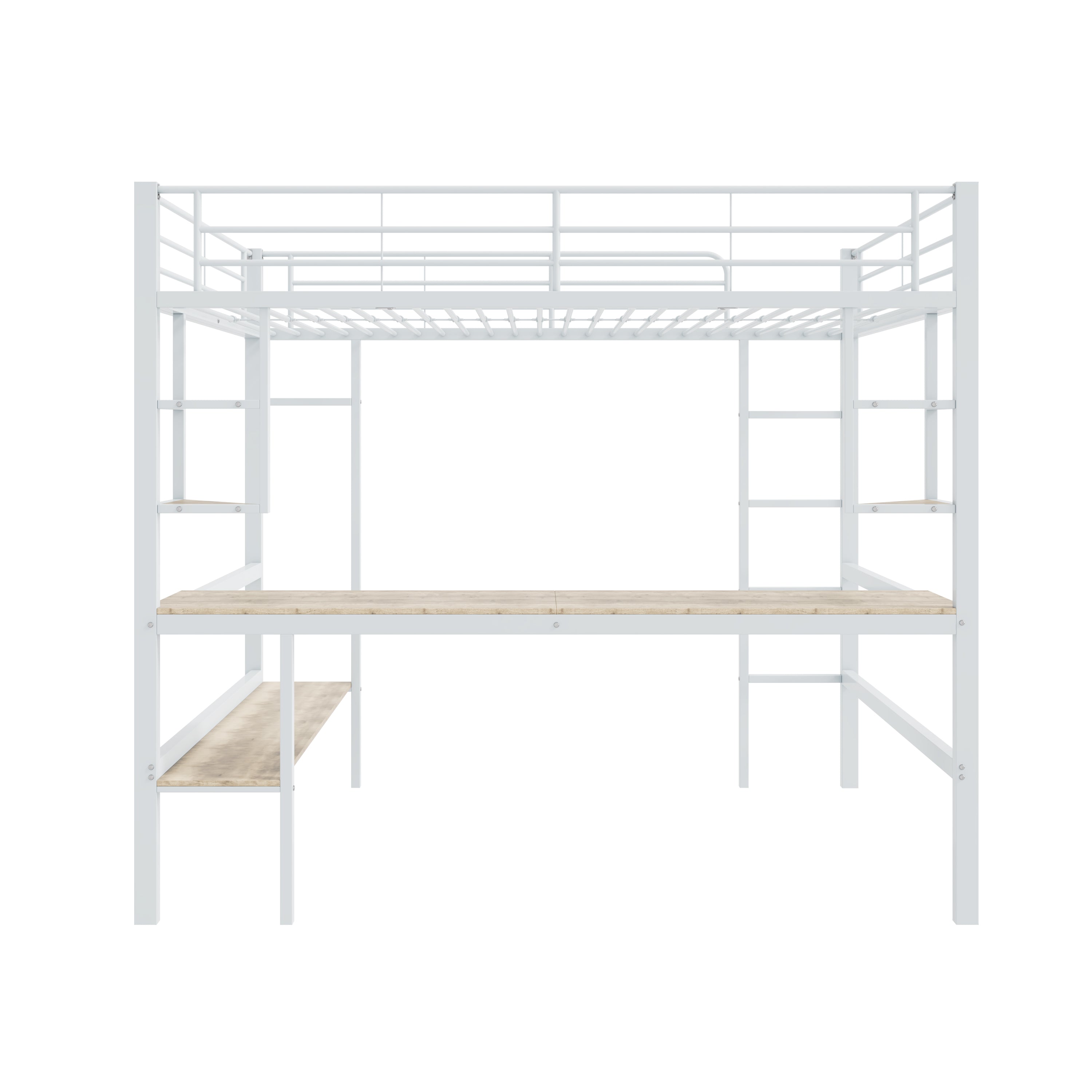 Logidon hoogslaper 140x200 cm metalen bed met bureau wit