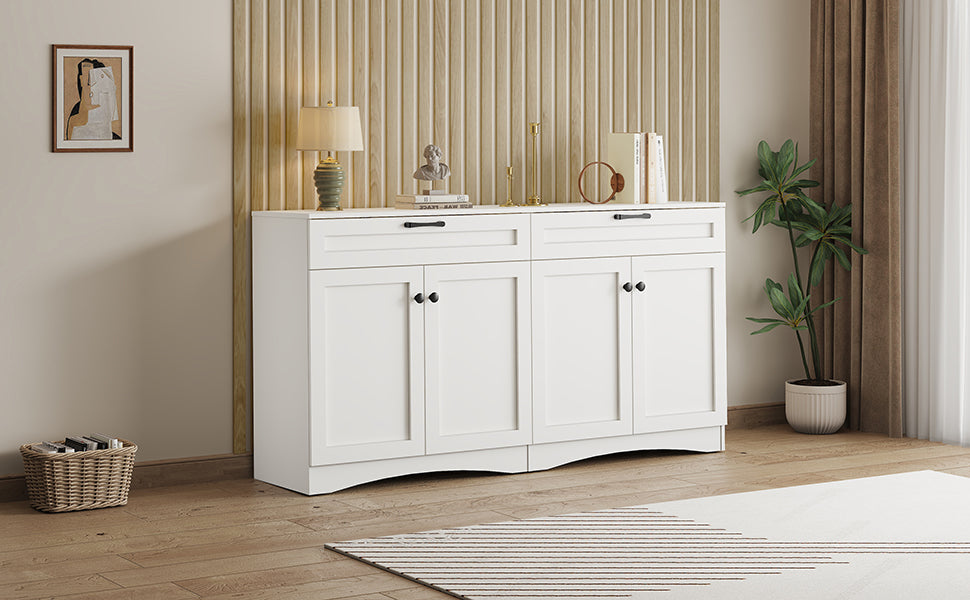 Logidon Dressoir 160 x 40 x 85 cm – Wit dressoir met 2 lades