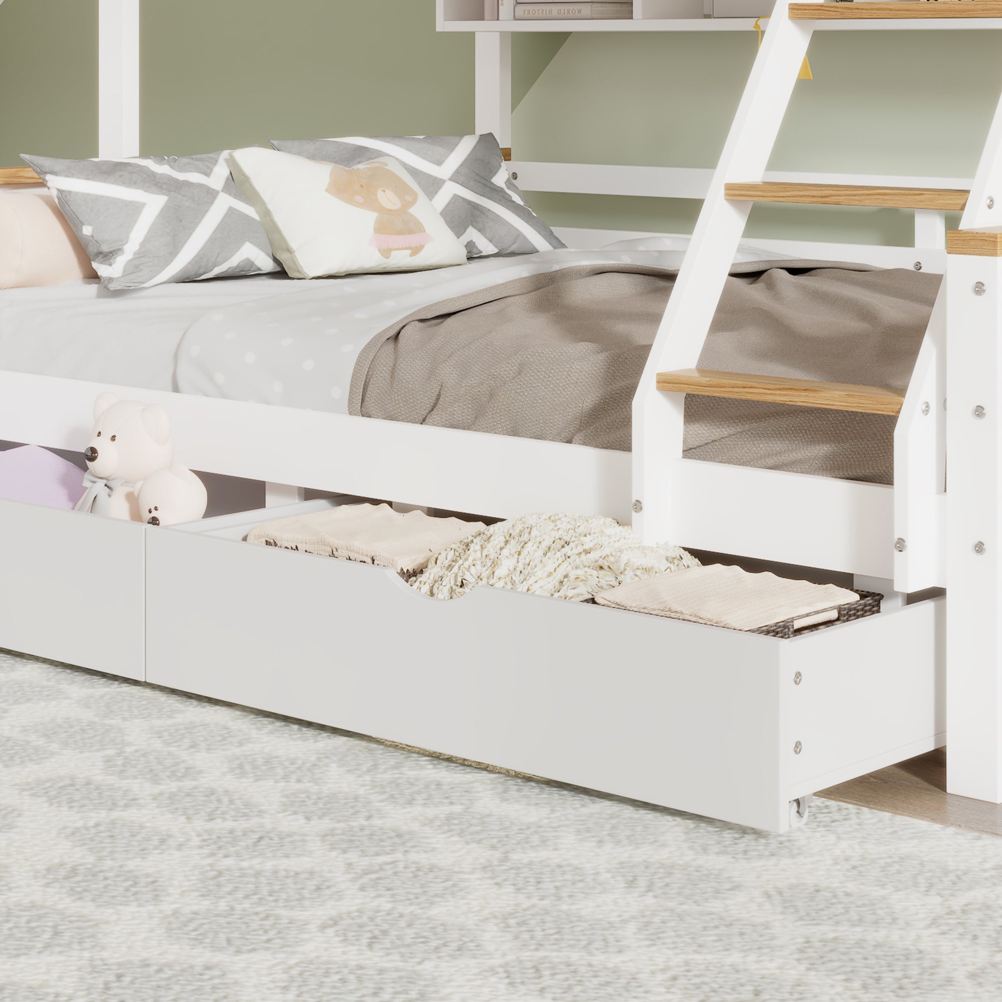 Logidon Stapelbed Met Molen Wit Naturel 90x200 cm en 140x200 cm