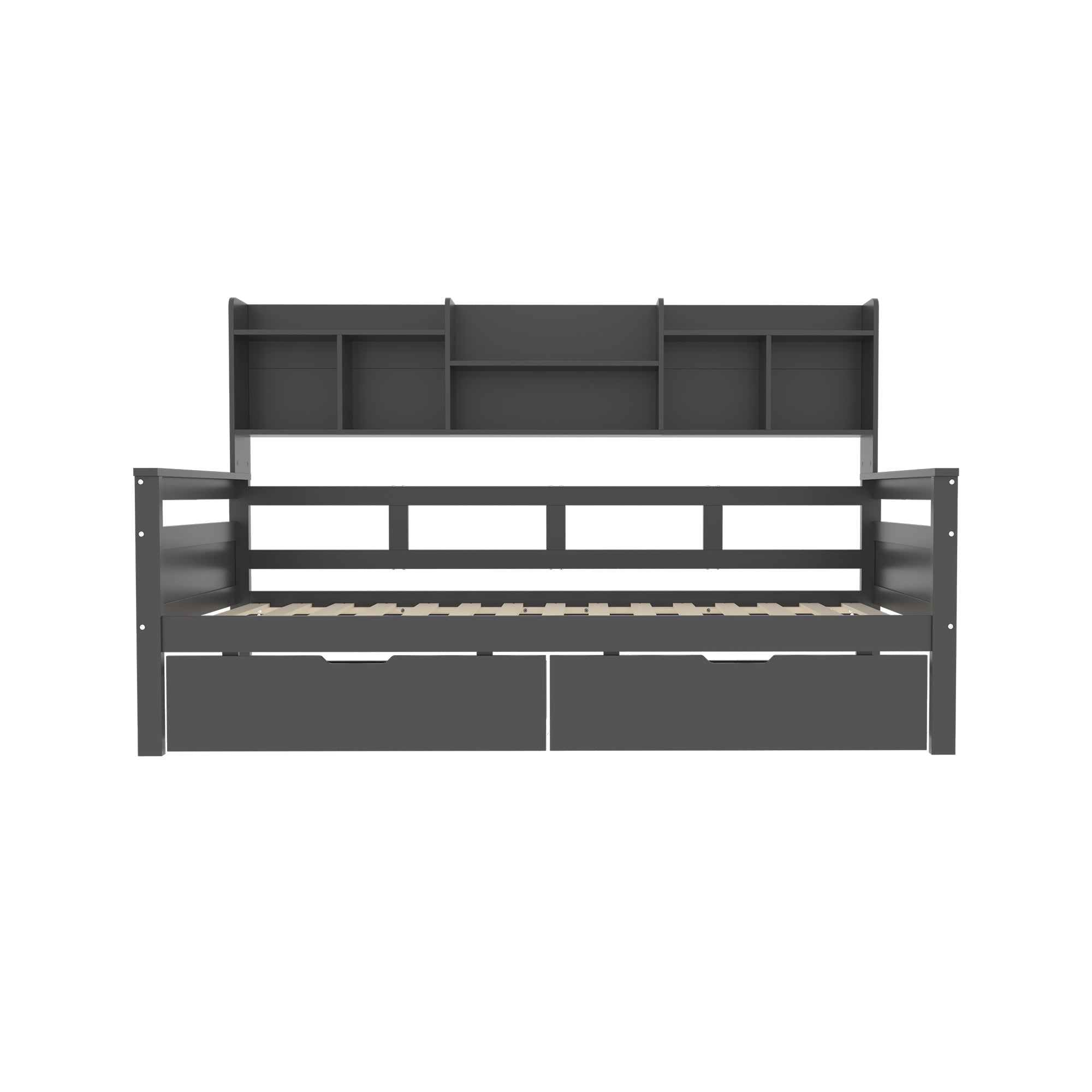 Logidon slaapbank 90x200 grijs met lattenbodem en lades