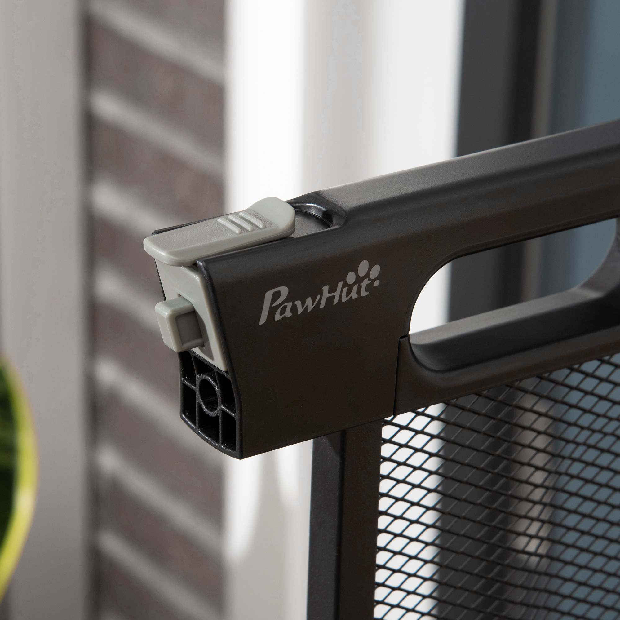Logidon PawHut Deurveiligheidshek Zonder boren 75-103 cm Zwart Staal