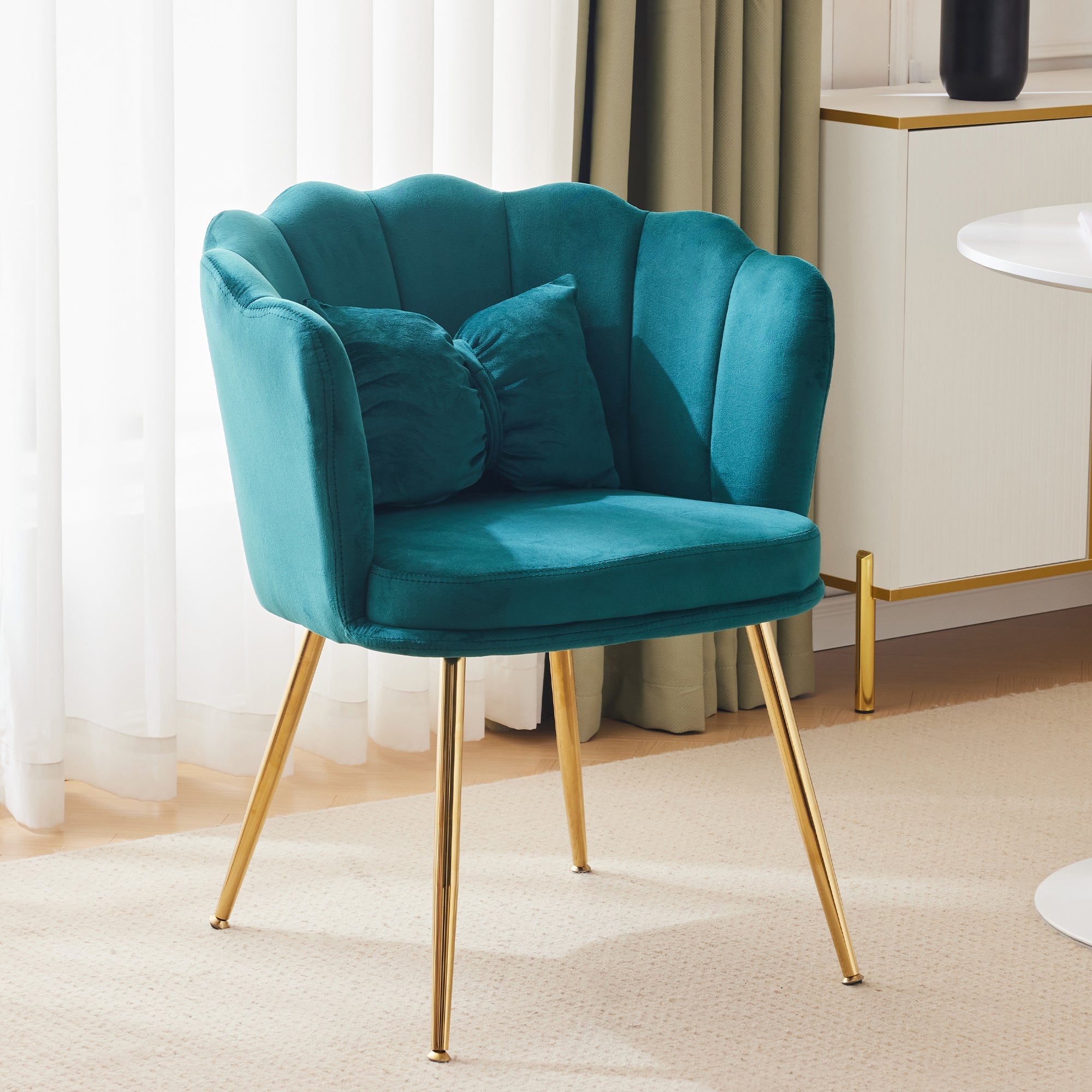 Logidon Modern Velvet Armchair Green With Gold Legs