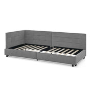 Logidon single bed 90x200 cm velvet dark gray high back