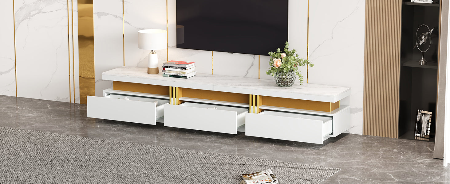Logidon TV wandkastenset wit goud strepen multifunctioneel