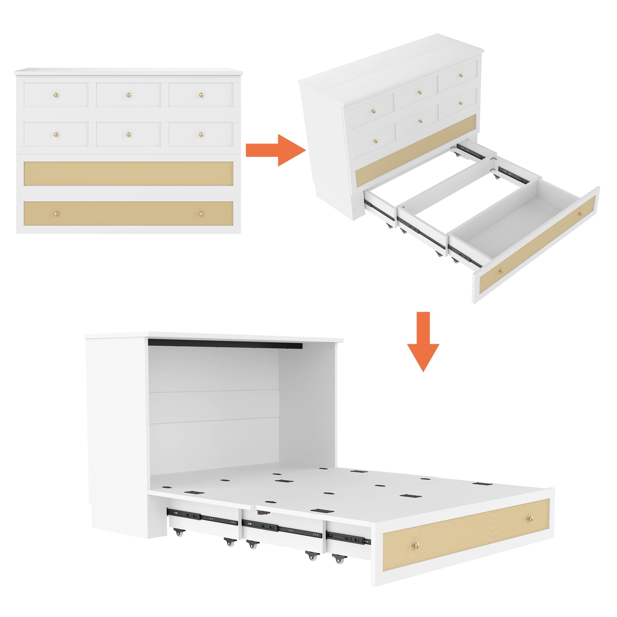 Logidon opklapbed 140x200 wit met USB-aansluiting en lades