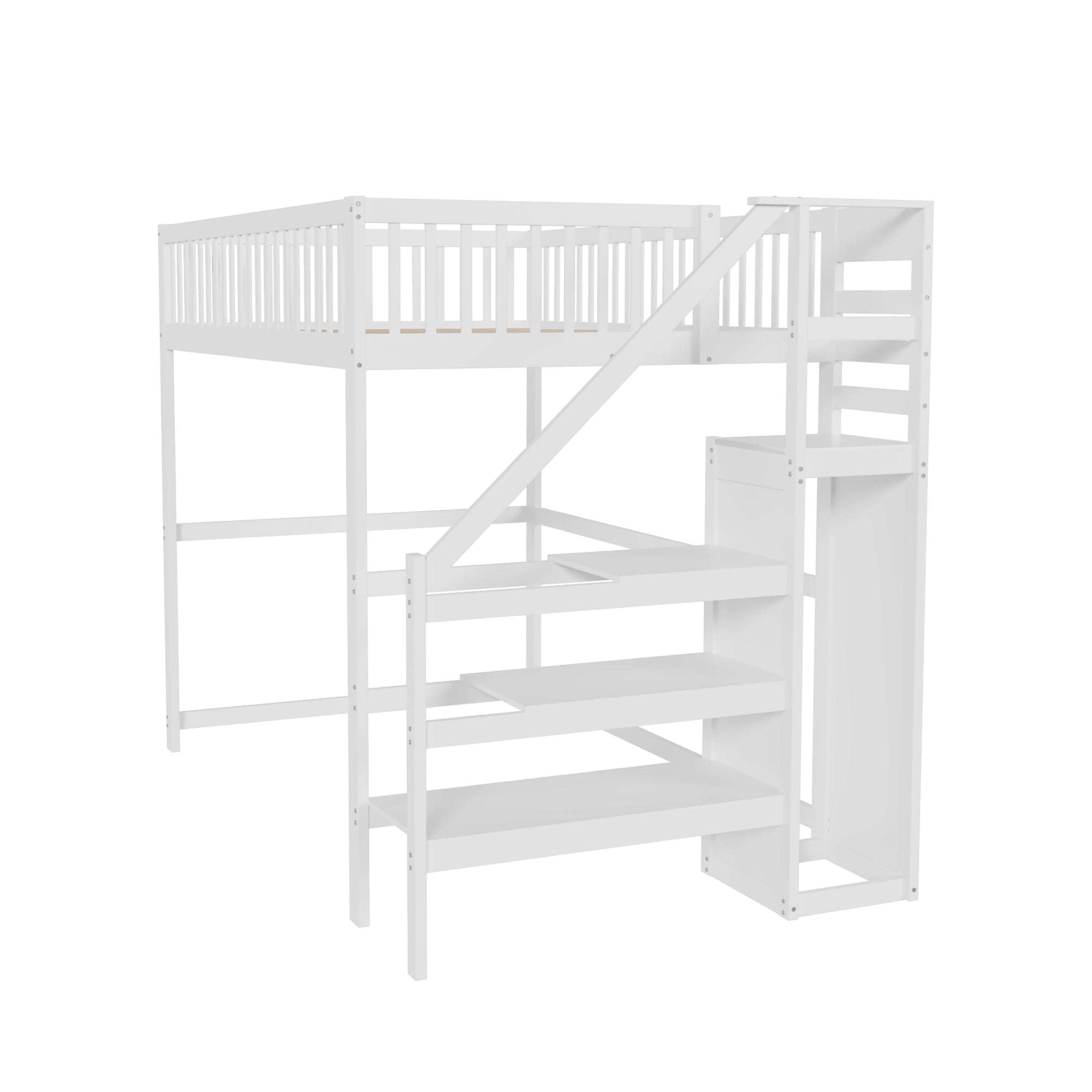 Logidon hoogslaper 140x200 wit met trap en opbergplank