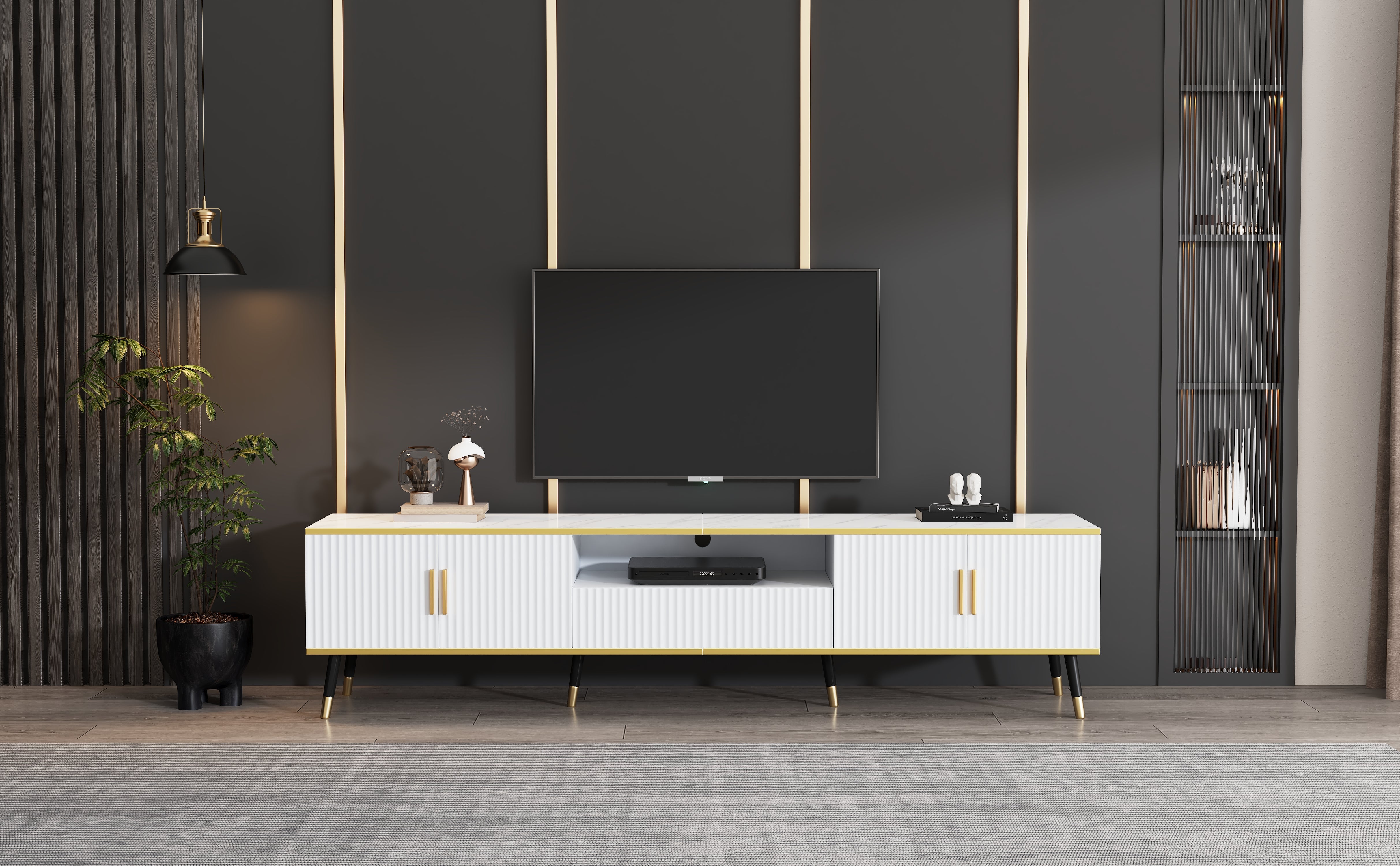 Logidon Modern TV-meubel Wit Marmerlook 200x40x46 cm