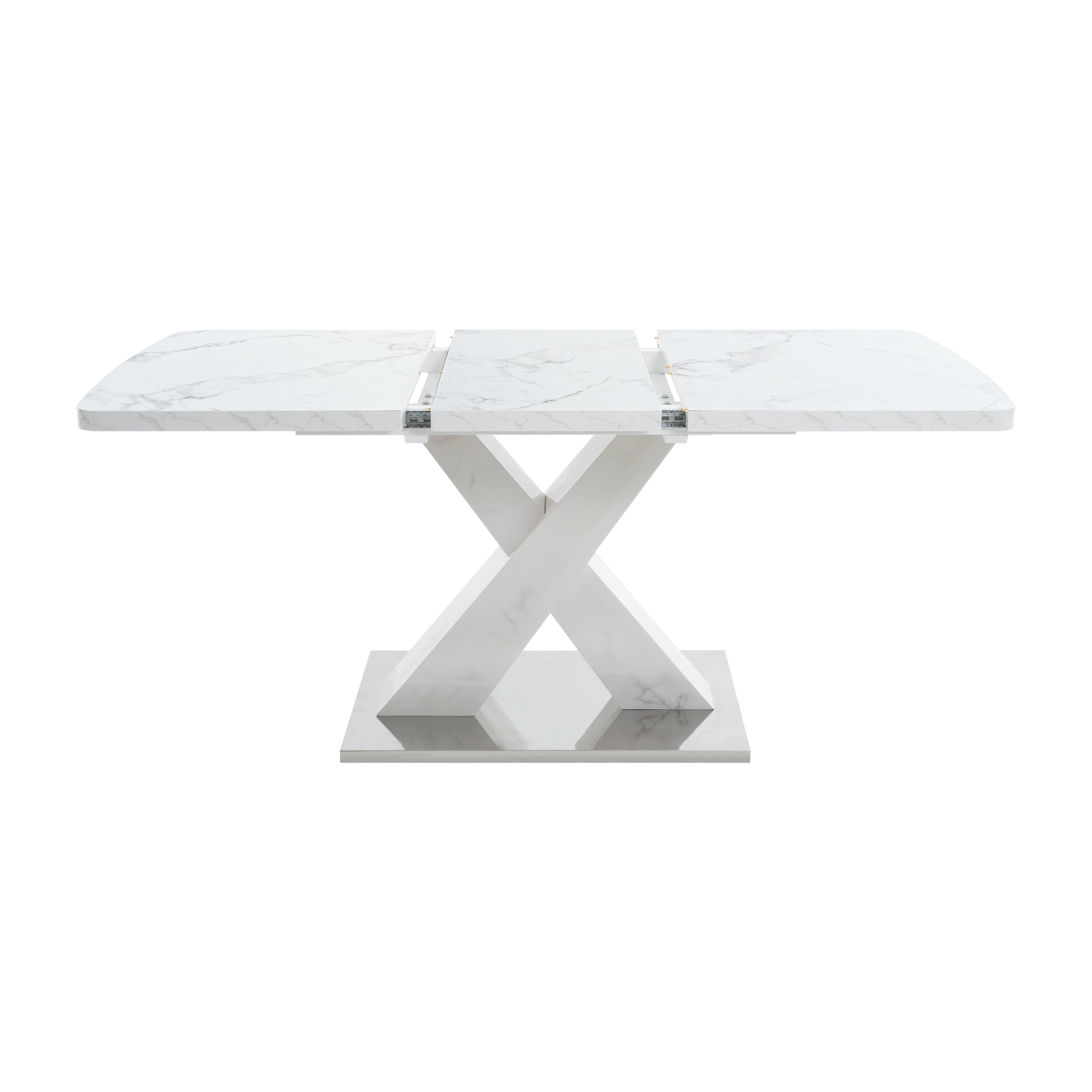 Logidon uitschuifbare eettafel 120-160 cm wit marmerlook X-frame