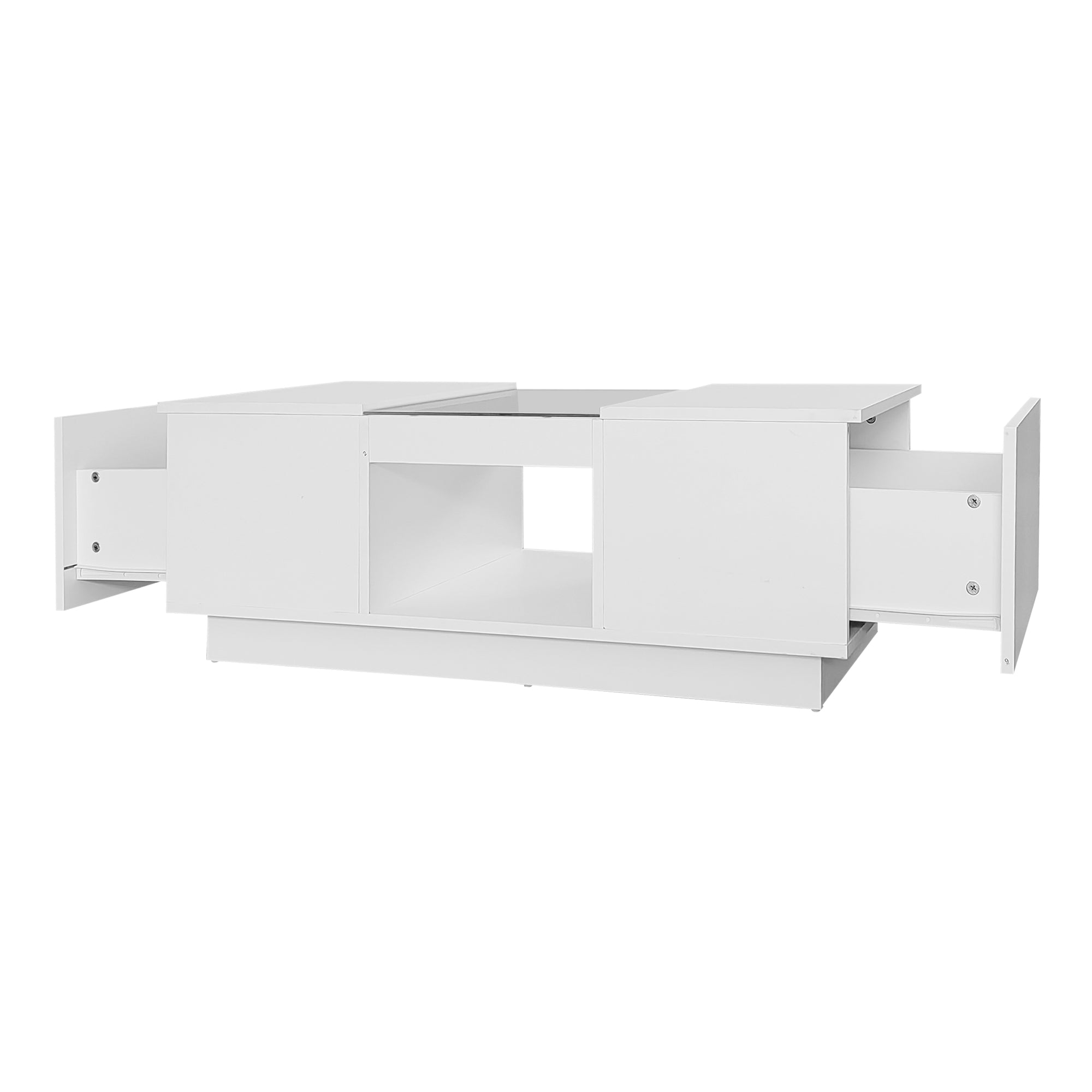 Logidon Witte Salontafel 100x50x35,5 cm Met Glazen Paneel LED