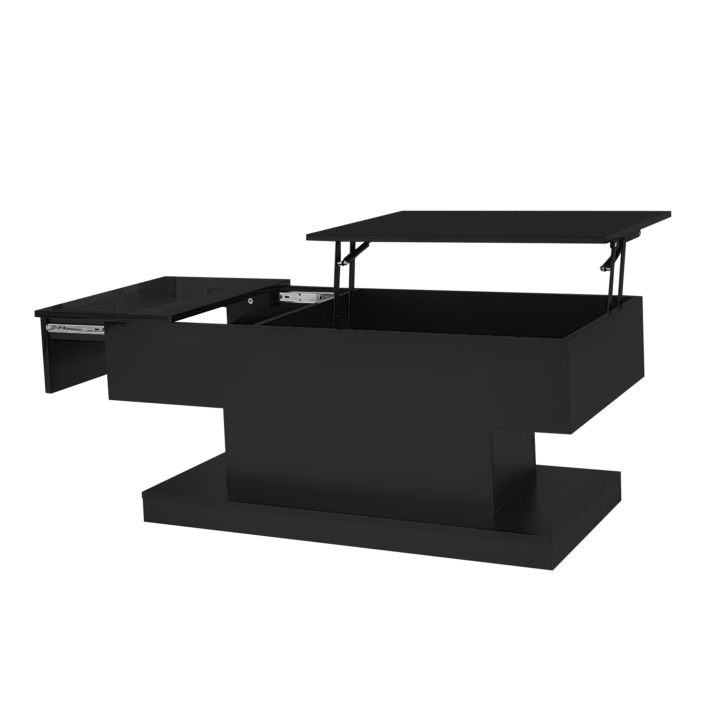Logidon hoogglans liftsalontafel zwart 100x50x45 cm LED-verlichting