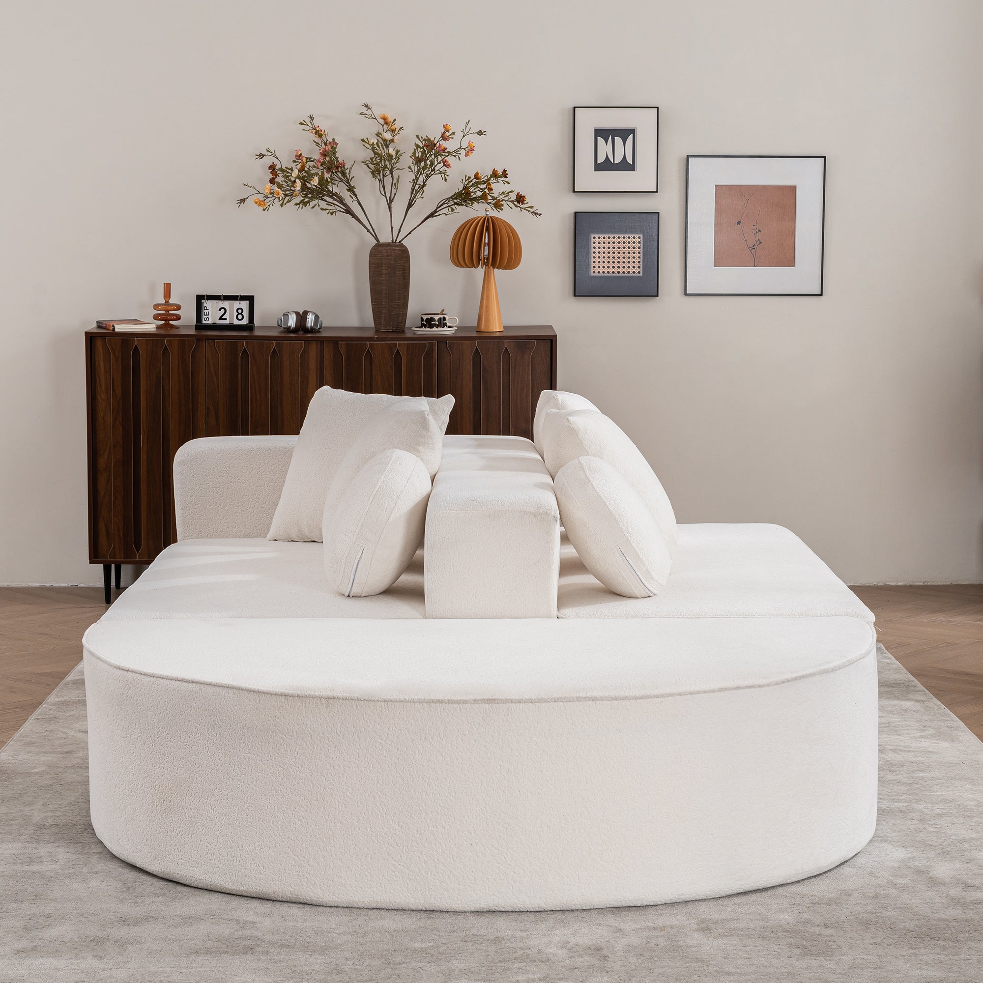 Logidon Modulaire Cloud Sofa 5-zits fluwelen wit fluweel, geen montage