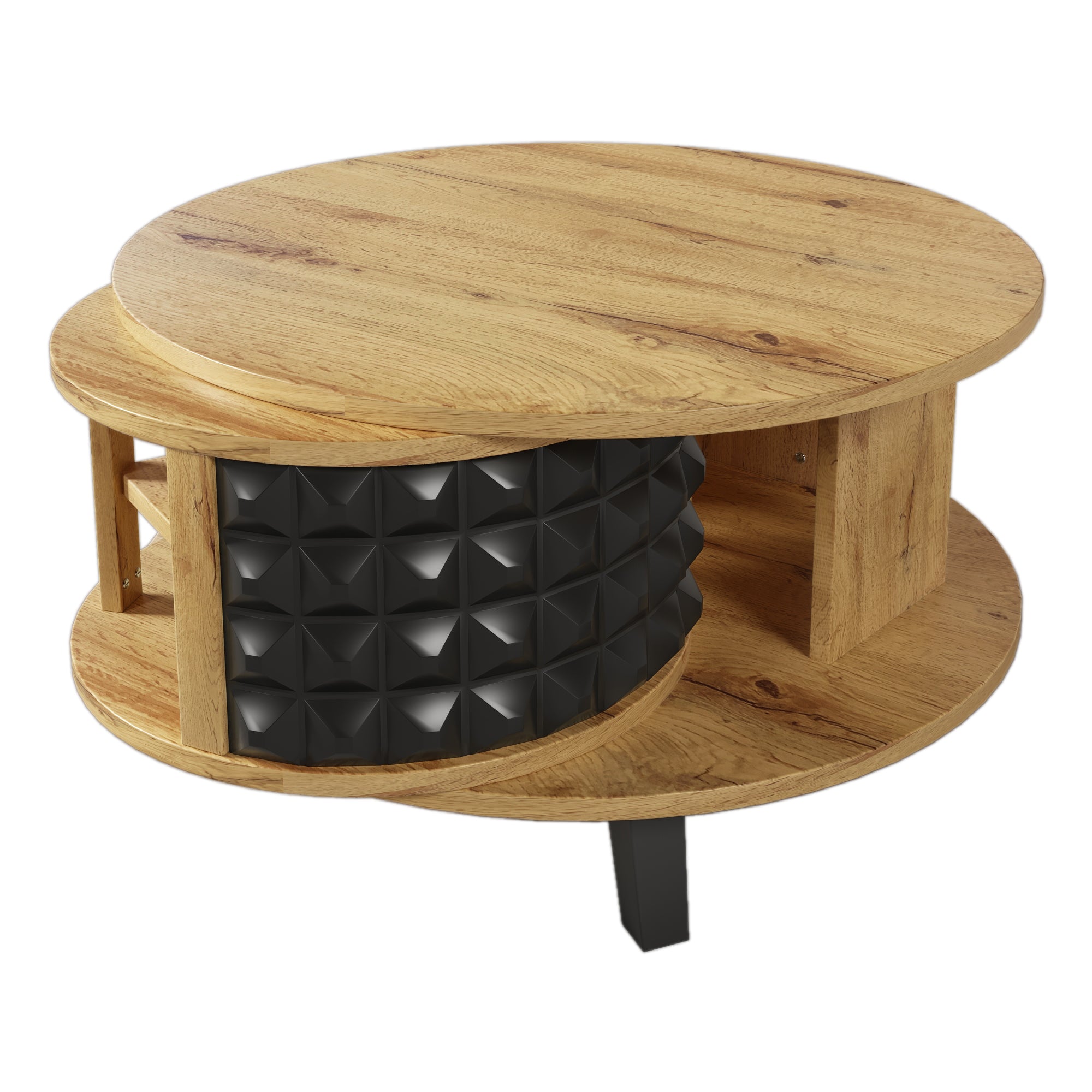 Logidon turntable with hidden shelf natural wood look 85x80x45 cm