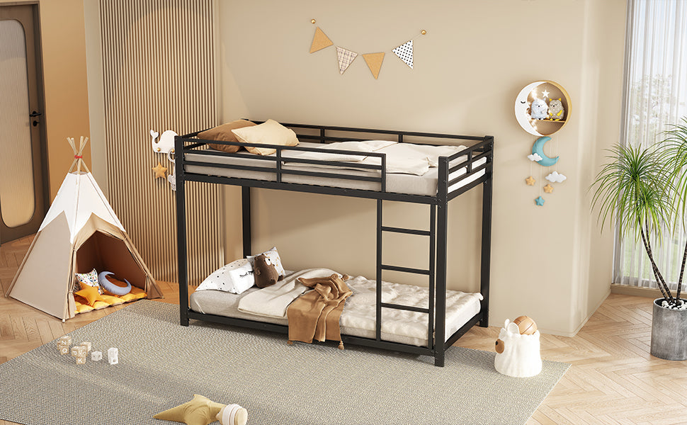 Logidon Bunk Bed Metal 90x200 Black Classic Shape Children's Bed