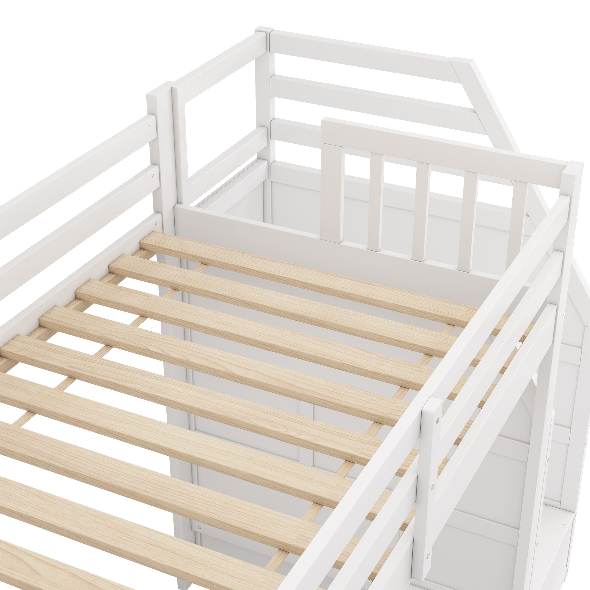 Logidon hoogslaper 90x200 cm met glijbaan en opbergladder wit EN747
