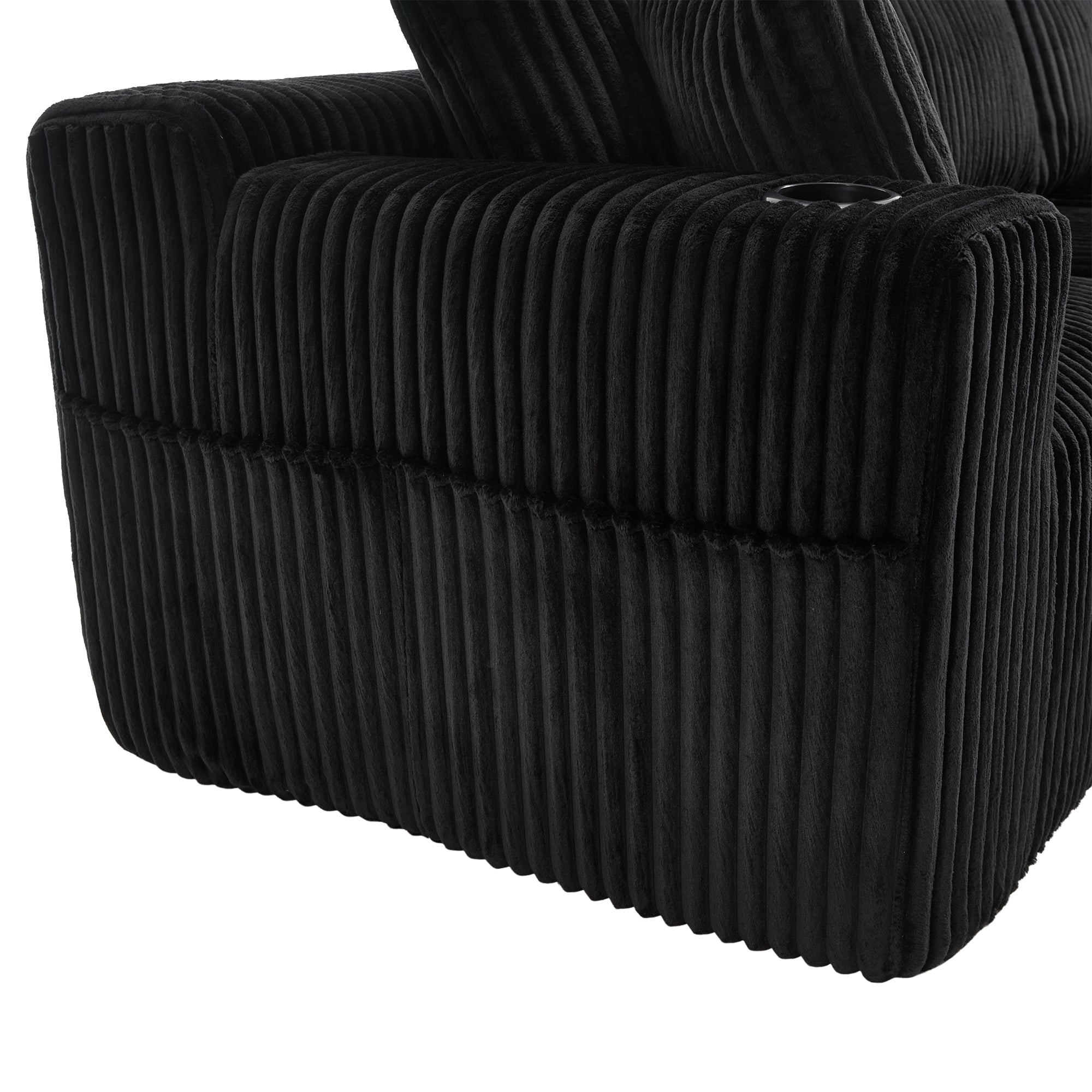Logidon modulaire bankstel met chaise longue, 2-zitsbank, zwart corduroy