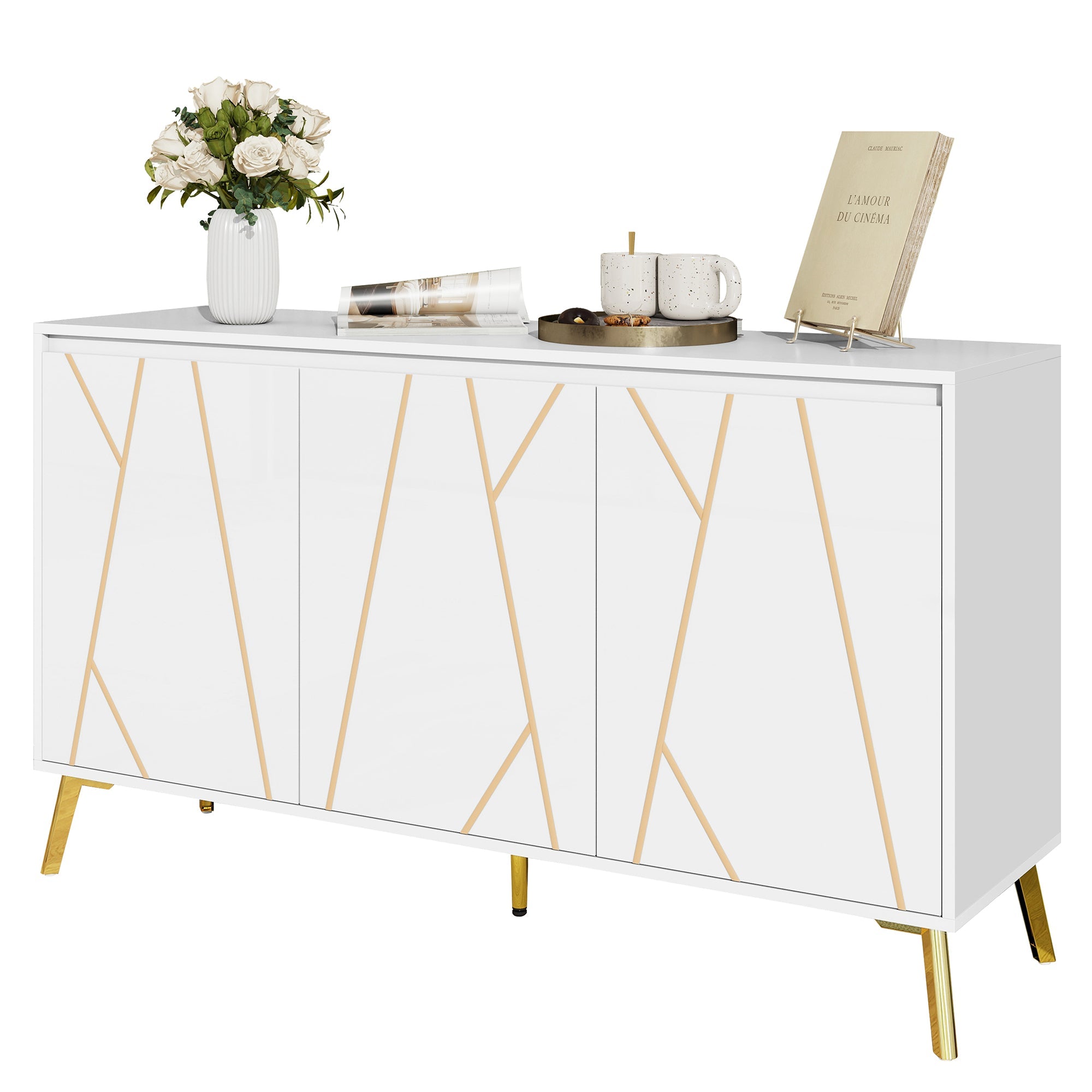 Logidon Dressoir Modern Wit 3-deurs Greeploos 140 cm