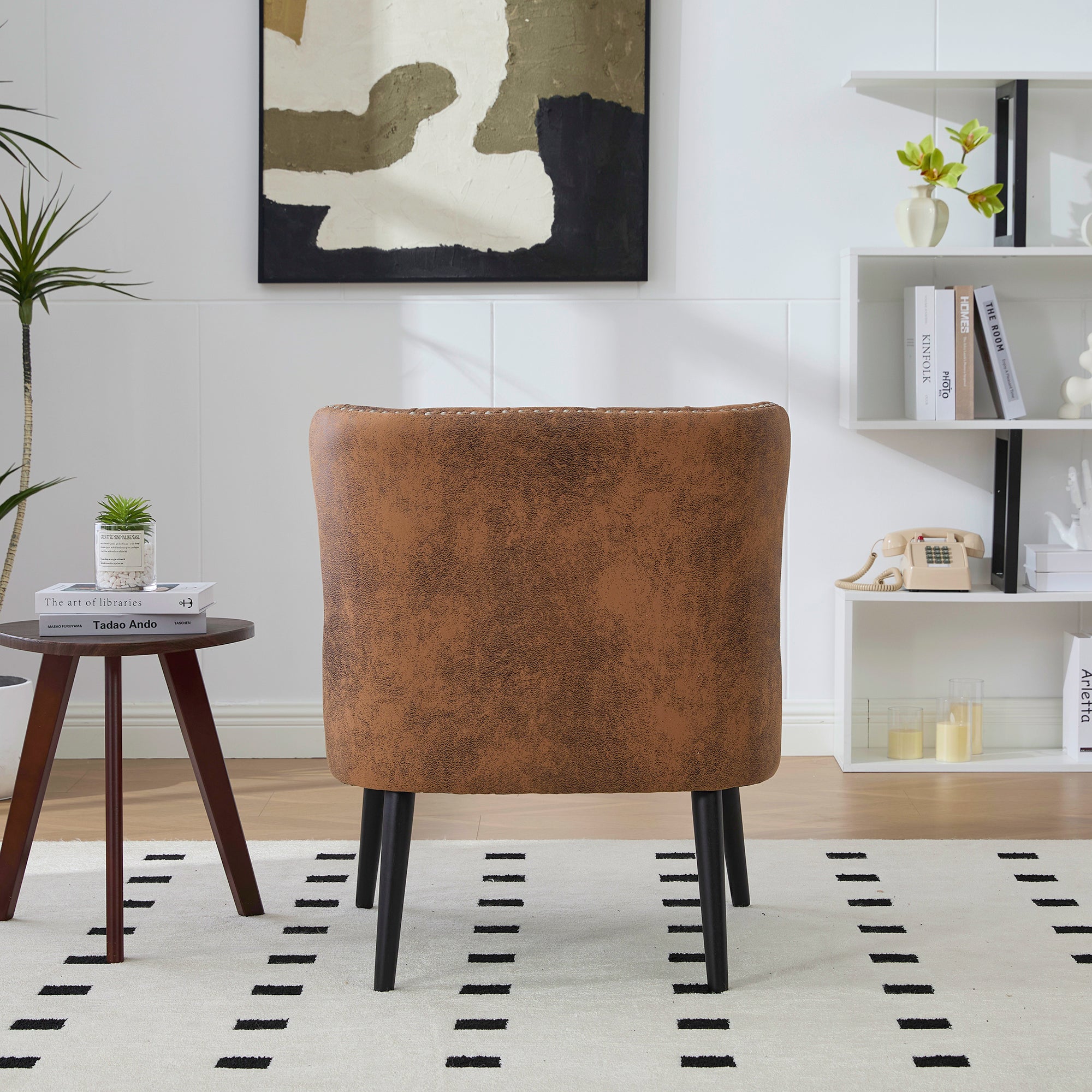 Logidon Tech stoffen fauteuil zonder armknop en klinknagels koffiebruin