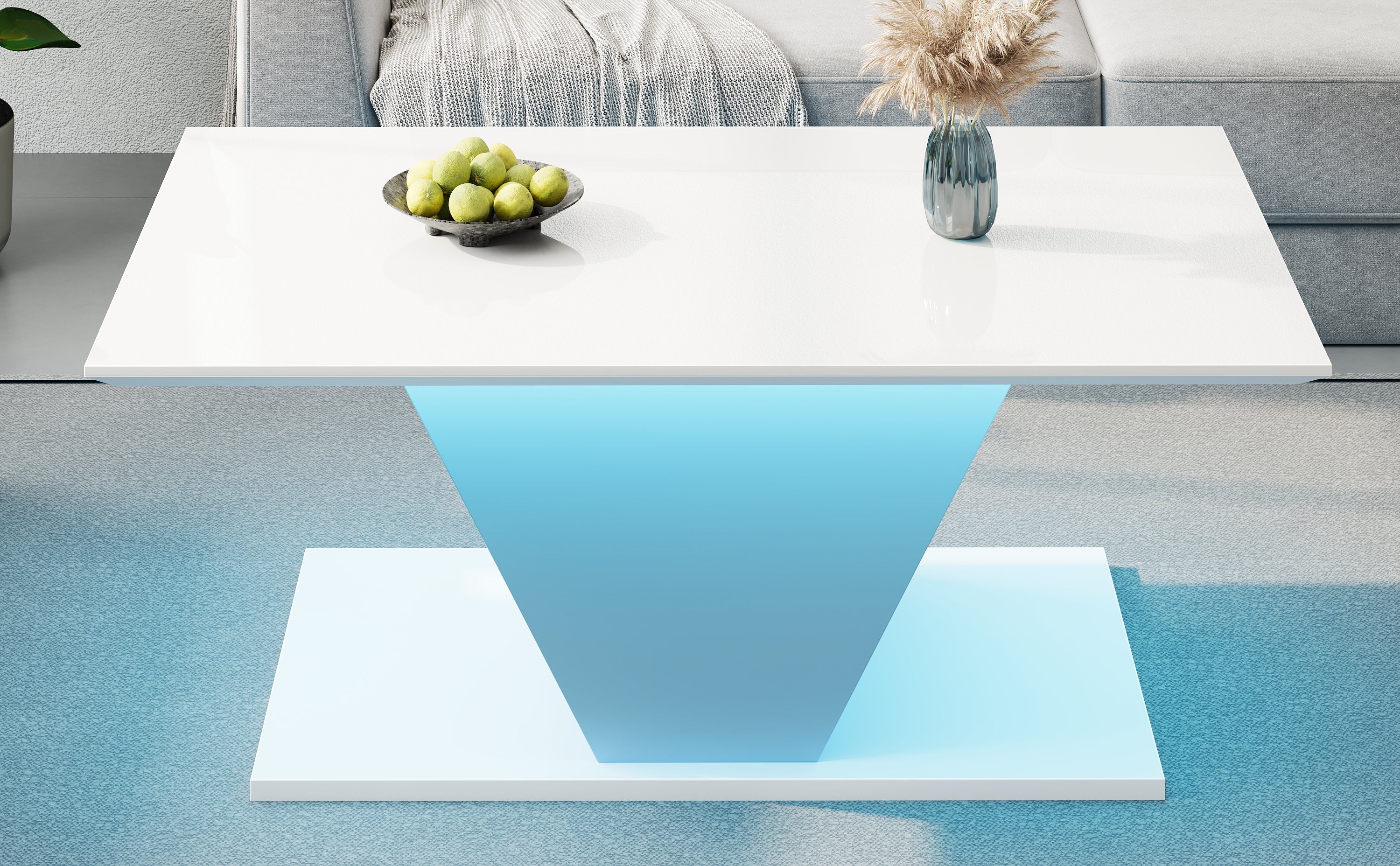 Logidon V-vorm salontafel wit hoogglans LED verlichting 100x50x46 cm