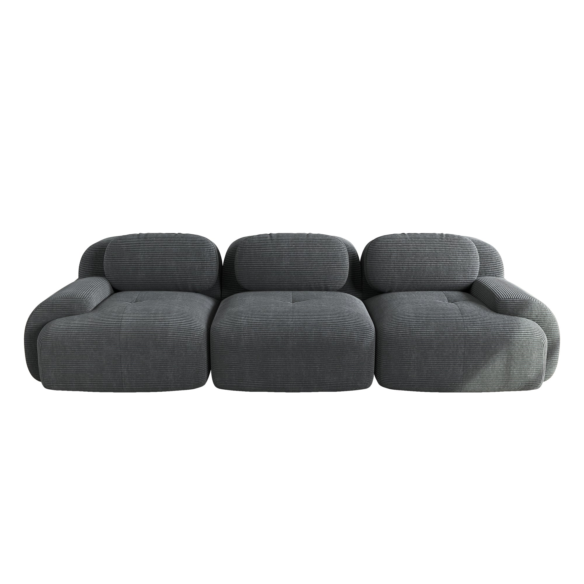 Logidon 3-zitsbank grijs fluweelfluweel - modulair, antislip