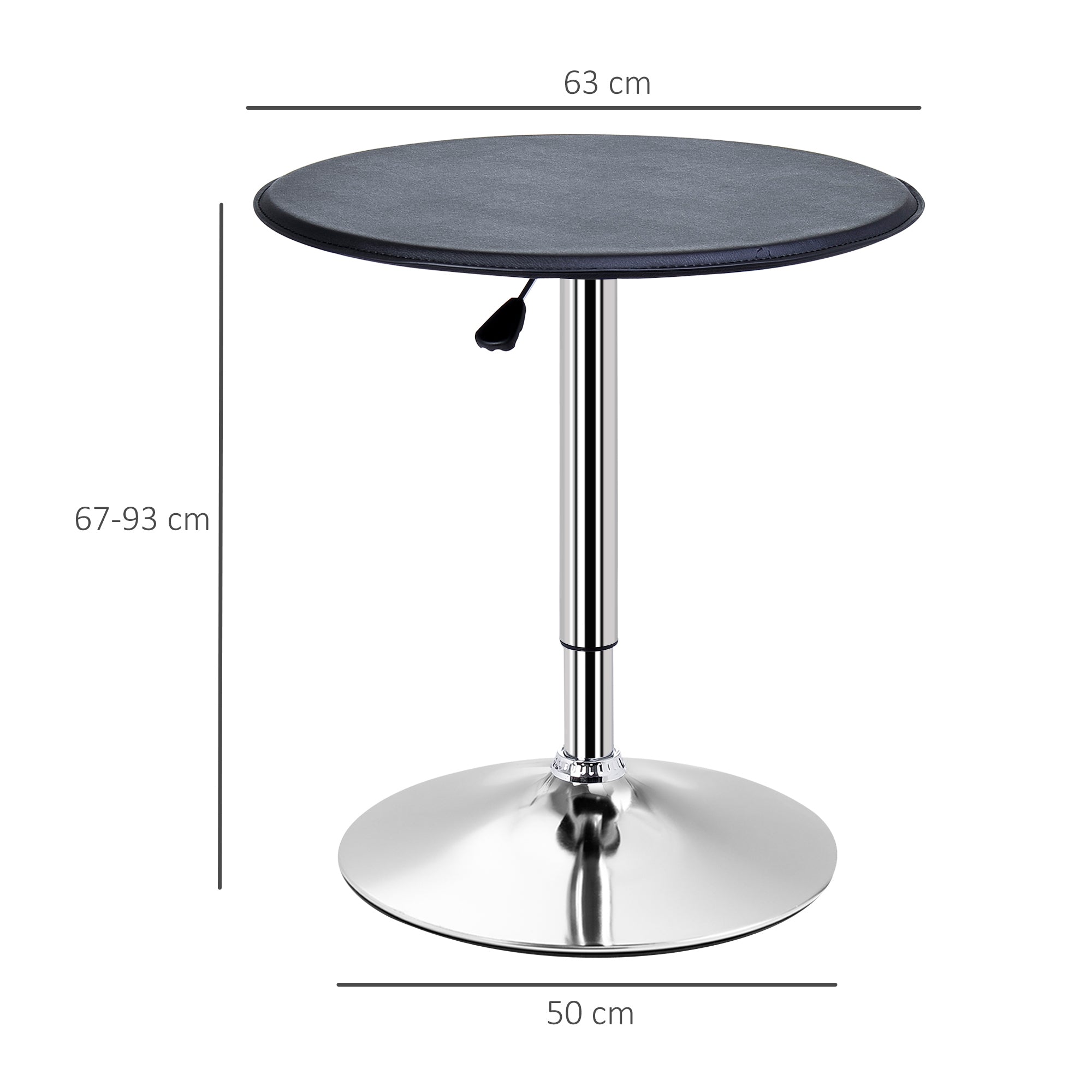 Logidon Ronde Bartafel Ø63 cm Zwart Verstelbaar met Kunstleer