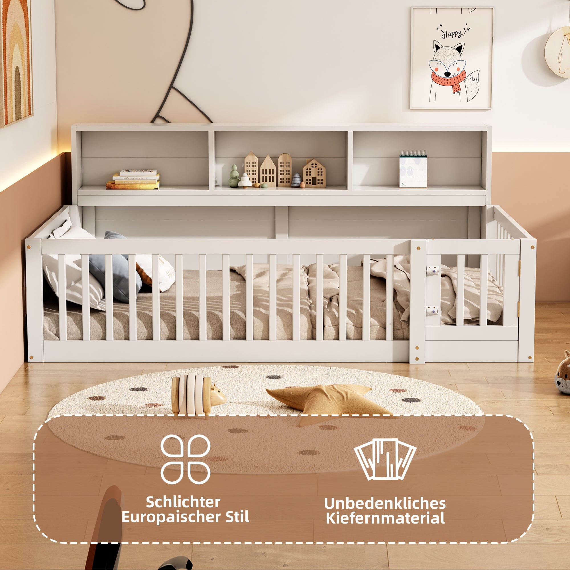 Logidon Daybed 90x200cm witte slaapbank met opbergvak