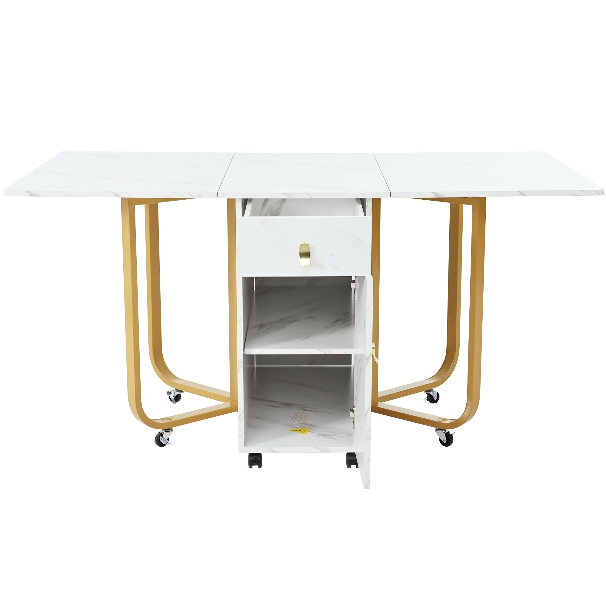 Logidon opklapbare eettafel wit 150 cm met kast en 2 lades