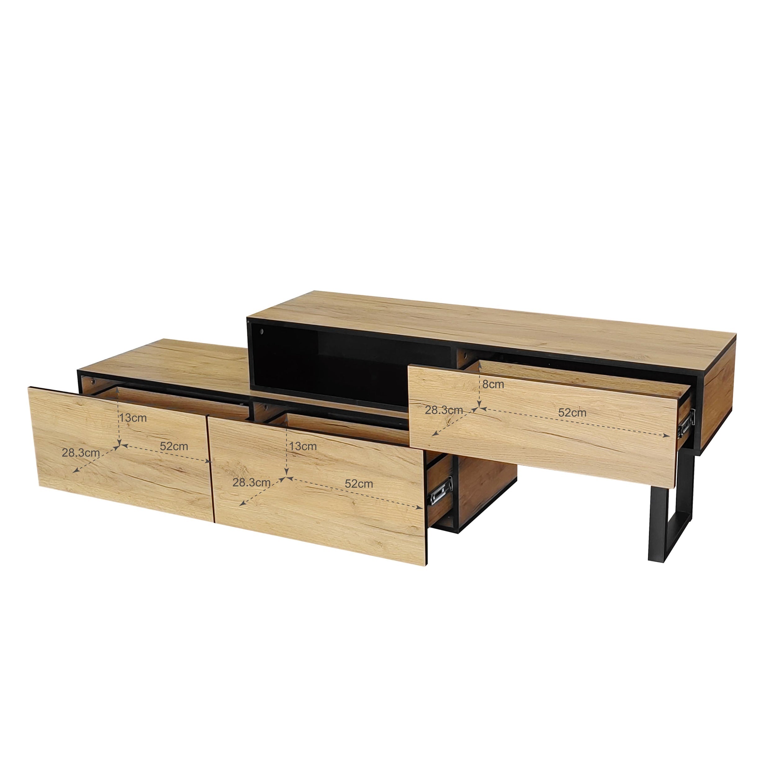 Logidon Adjustable TV Cabinet Combination 135-200cm Three Drawers Large Compartment