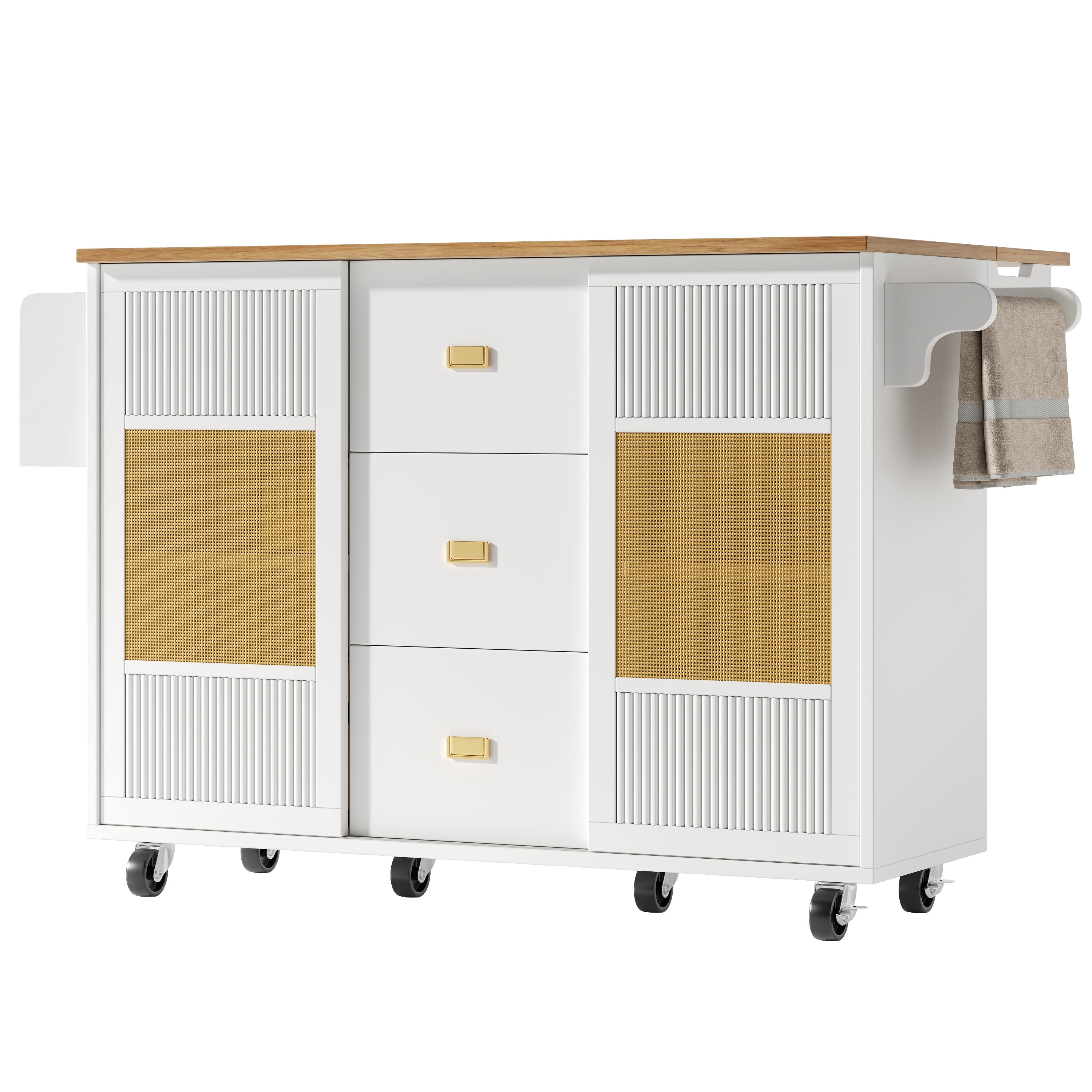 Logidon Kitchen Island Extendable with Wheels White 146x70x90 cm