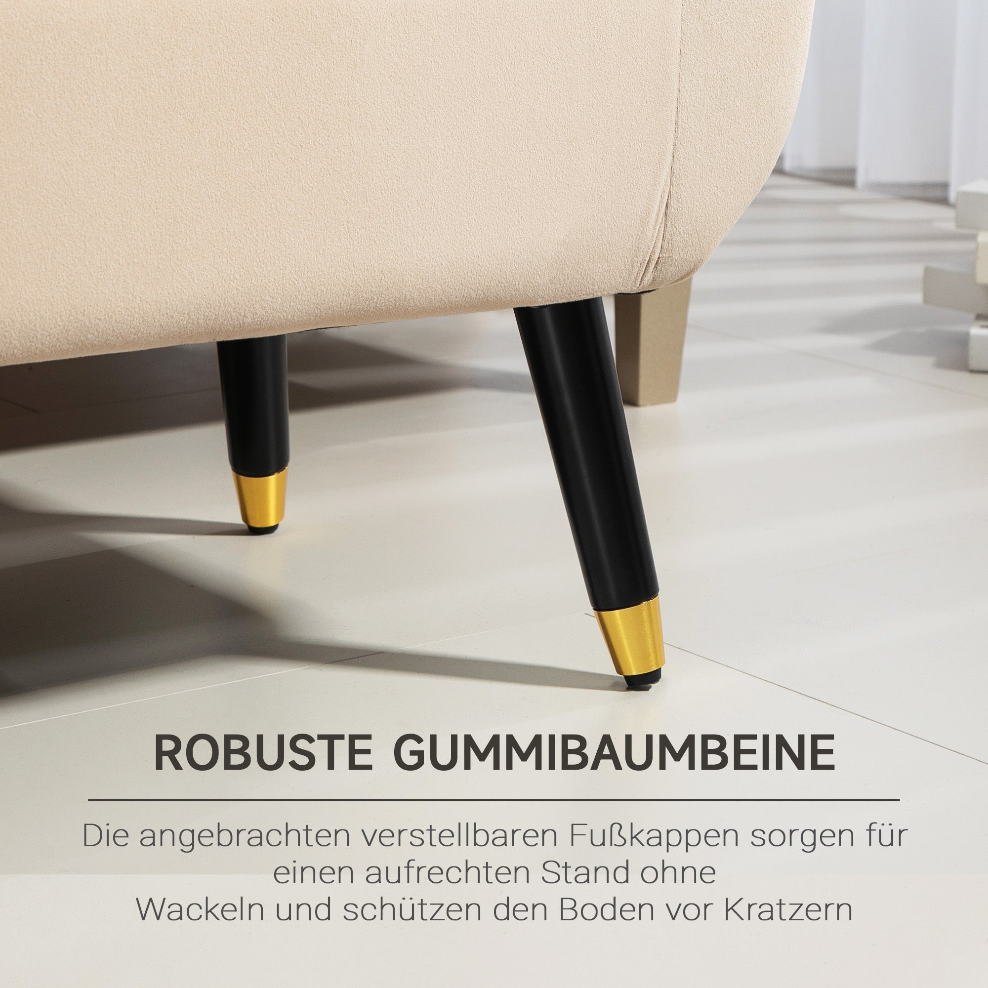 Logidon luxe bank met opbergruimte beige fluwelen stof 107x42x65