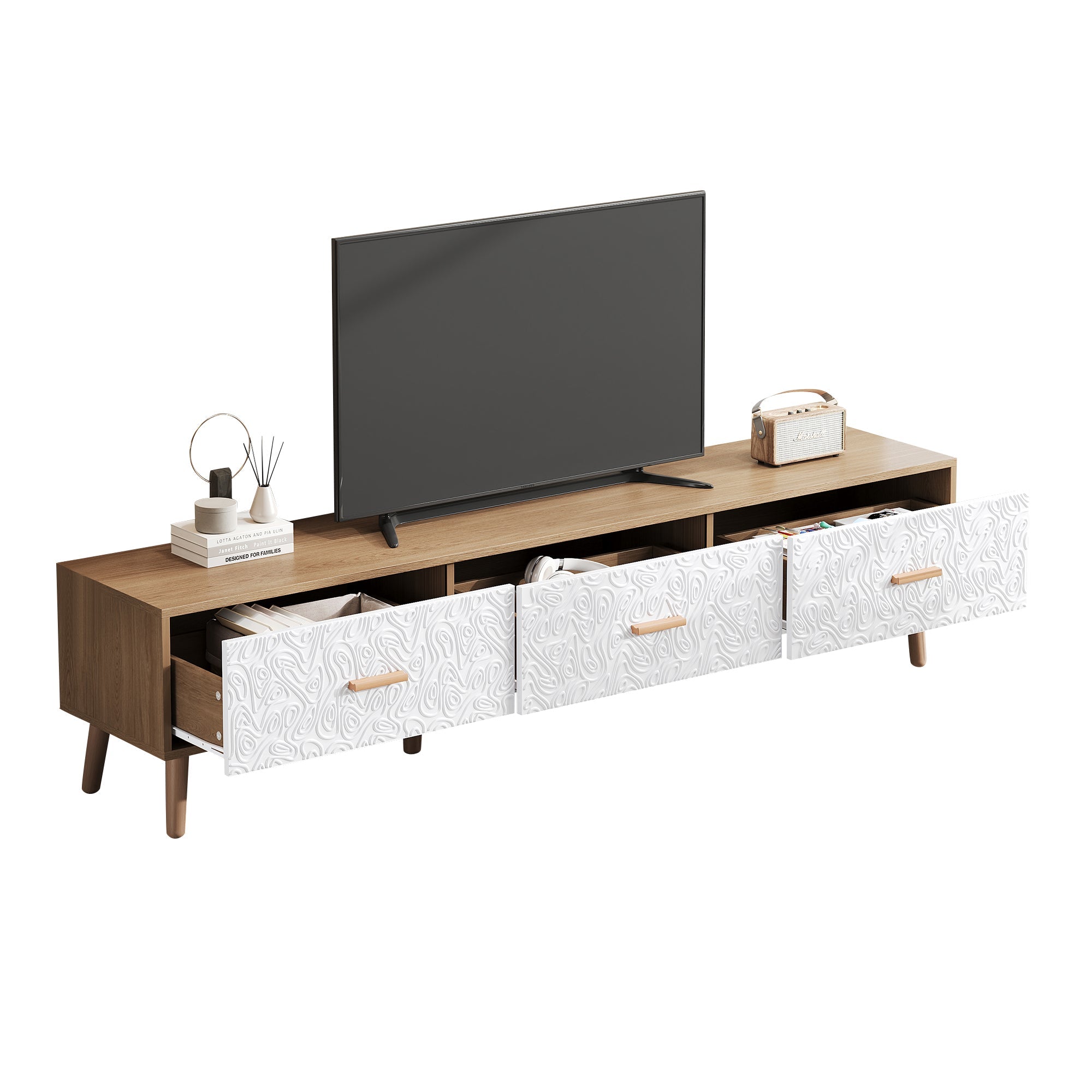 Logidon TV Laag Paneel Vintage Hout Wit Deurpaneel 150x39x35 cm