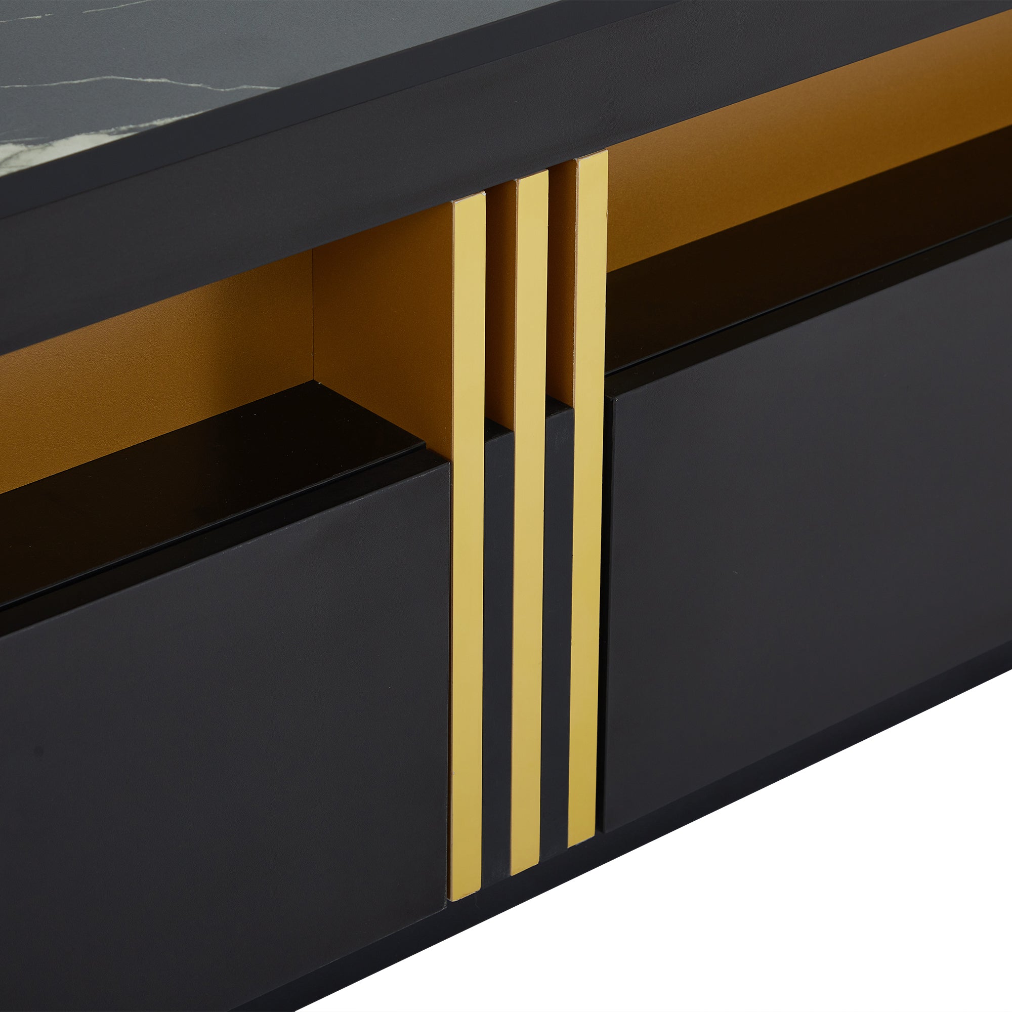 Logidon Zwarte tv-wandmeubelset 2 tv-kast salontafel marmerlook
